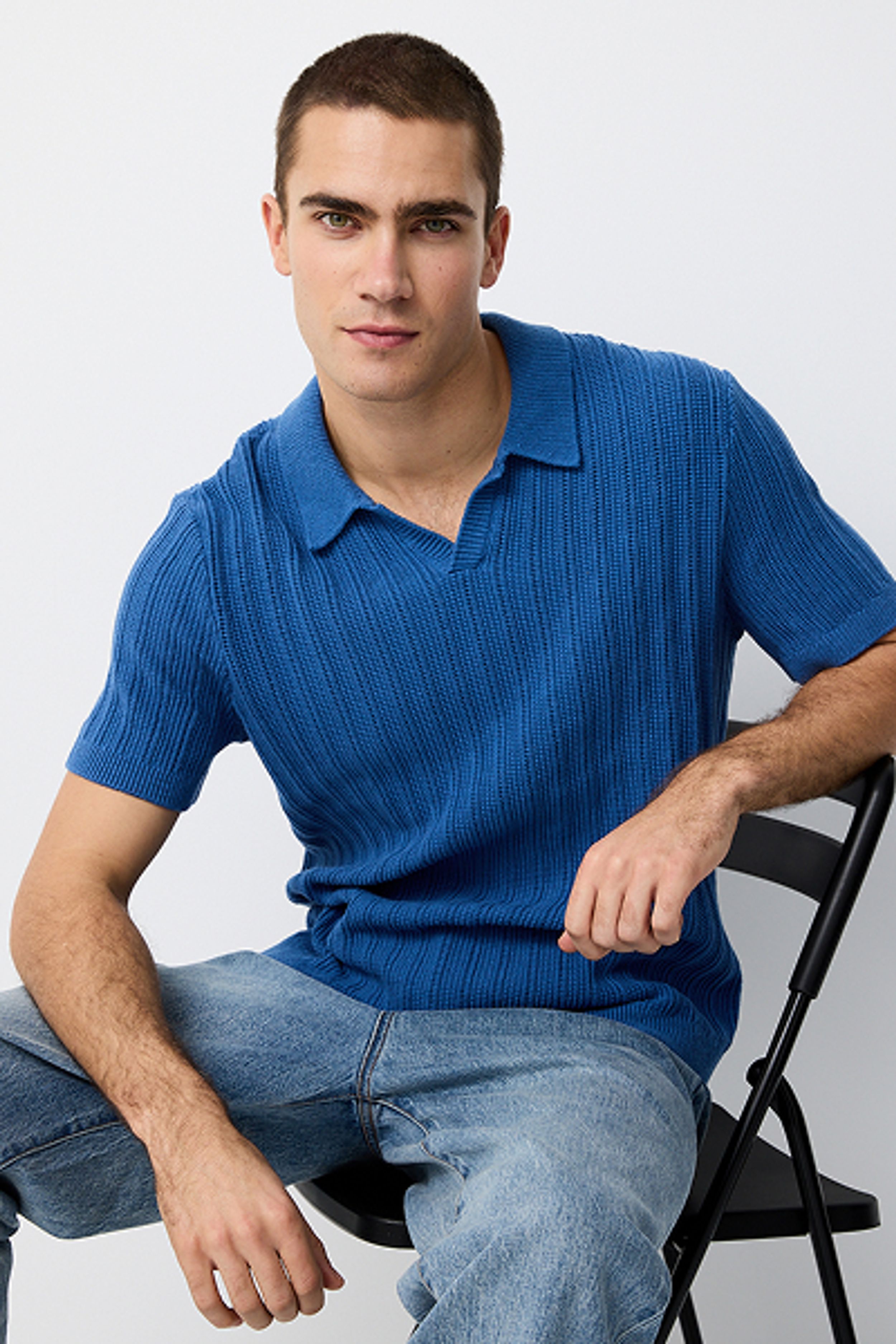 Vertical Stitch Knit Polo