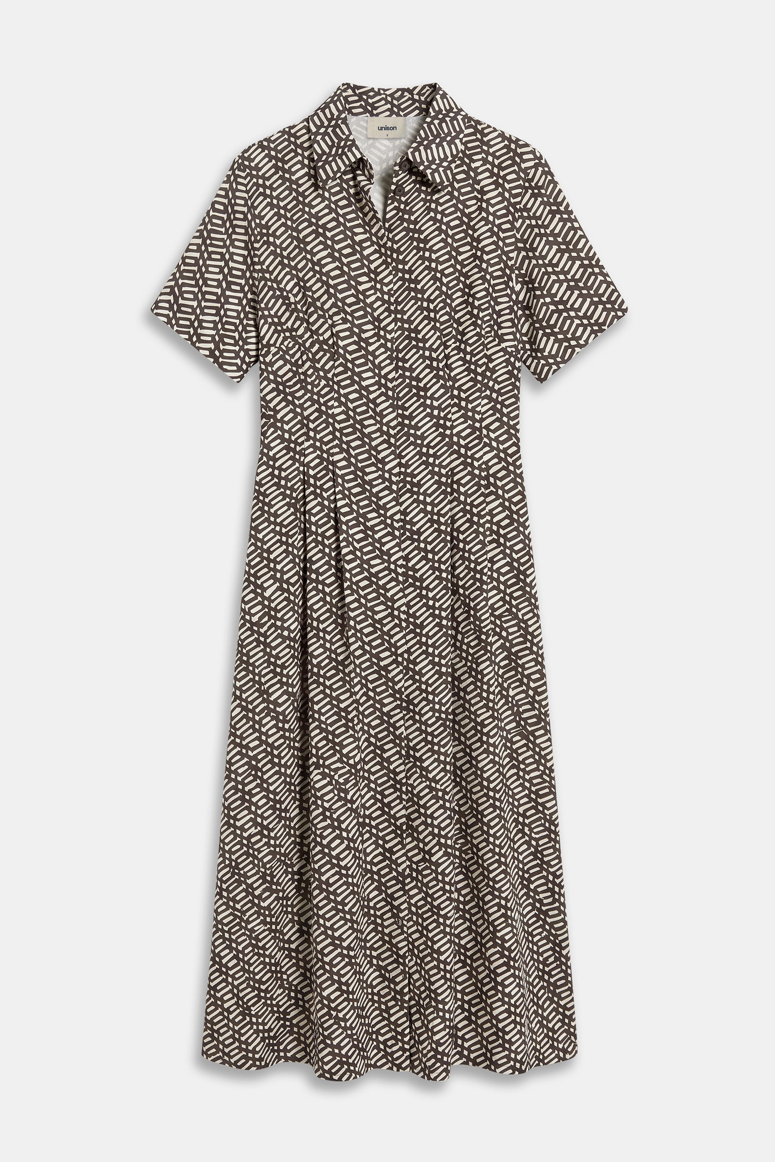 Collared Geo Midi Dress