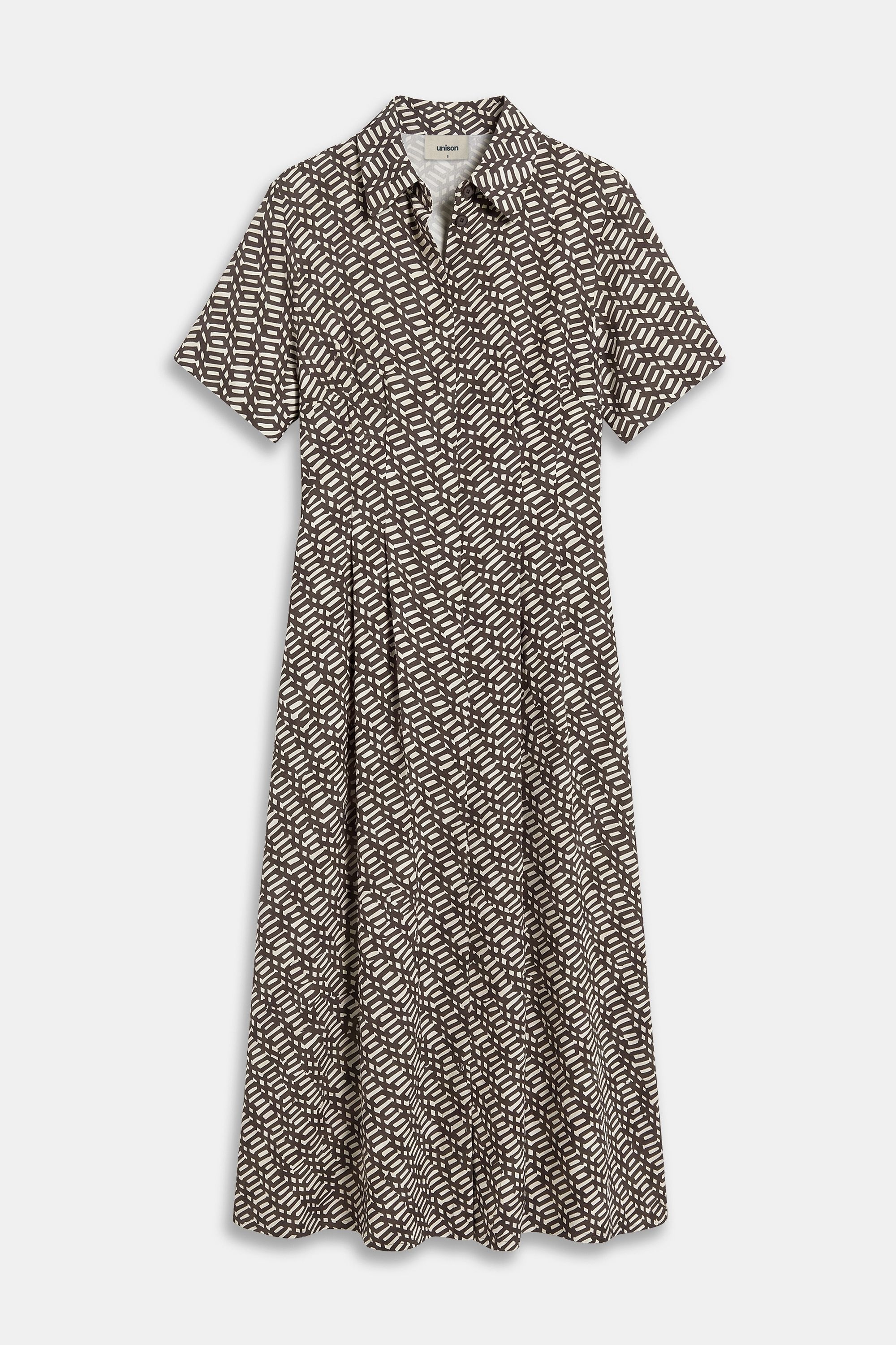 Collared Geo Midi Dress