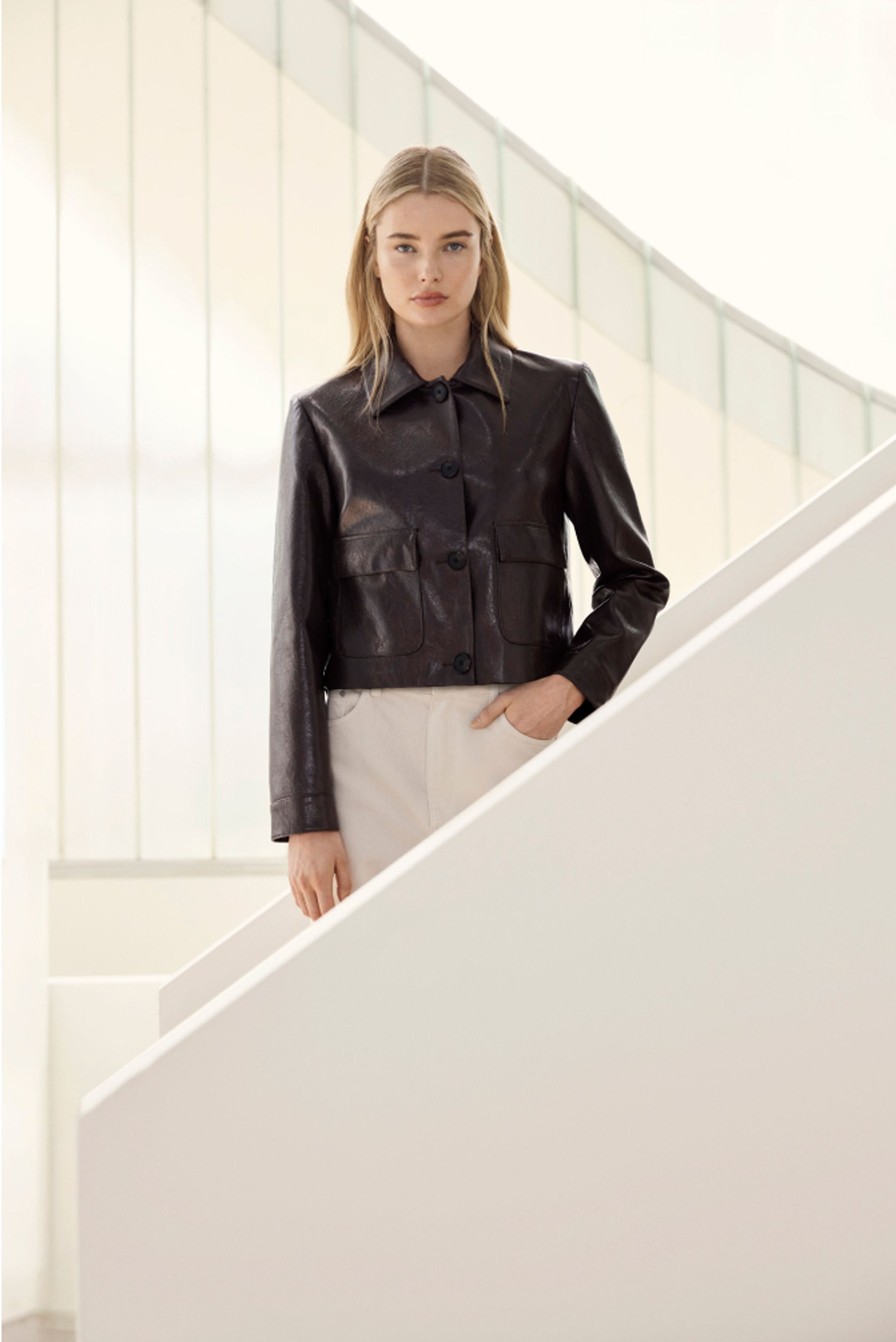 Collared Patent Jacket