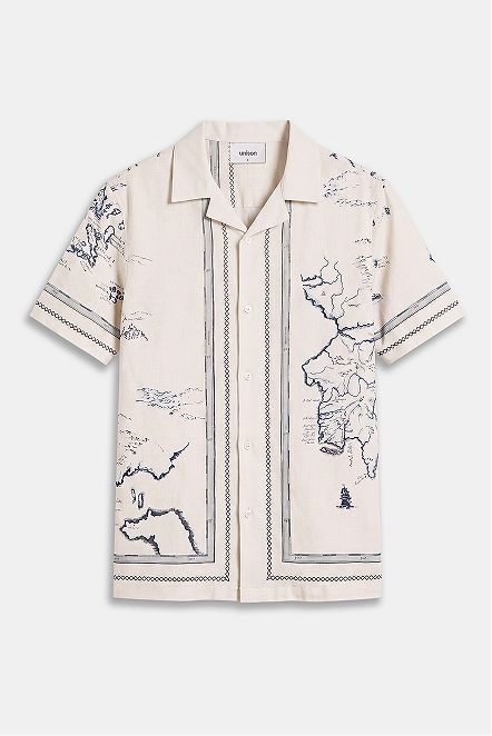 Ocean Map Print Regular Fit Shirt