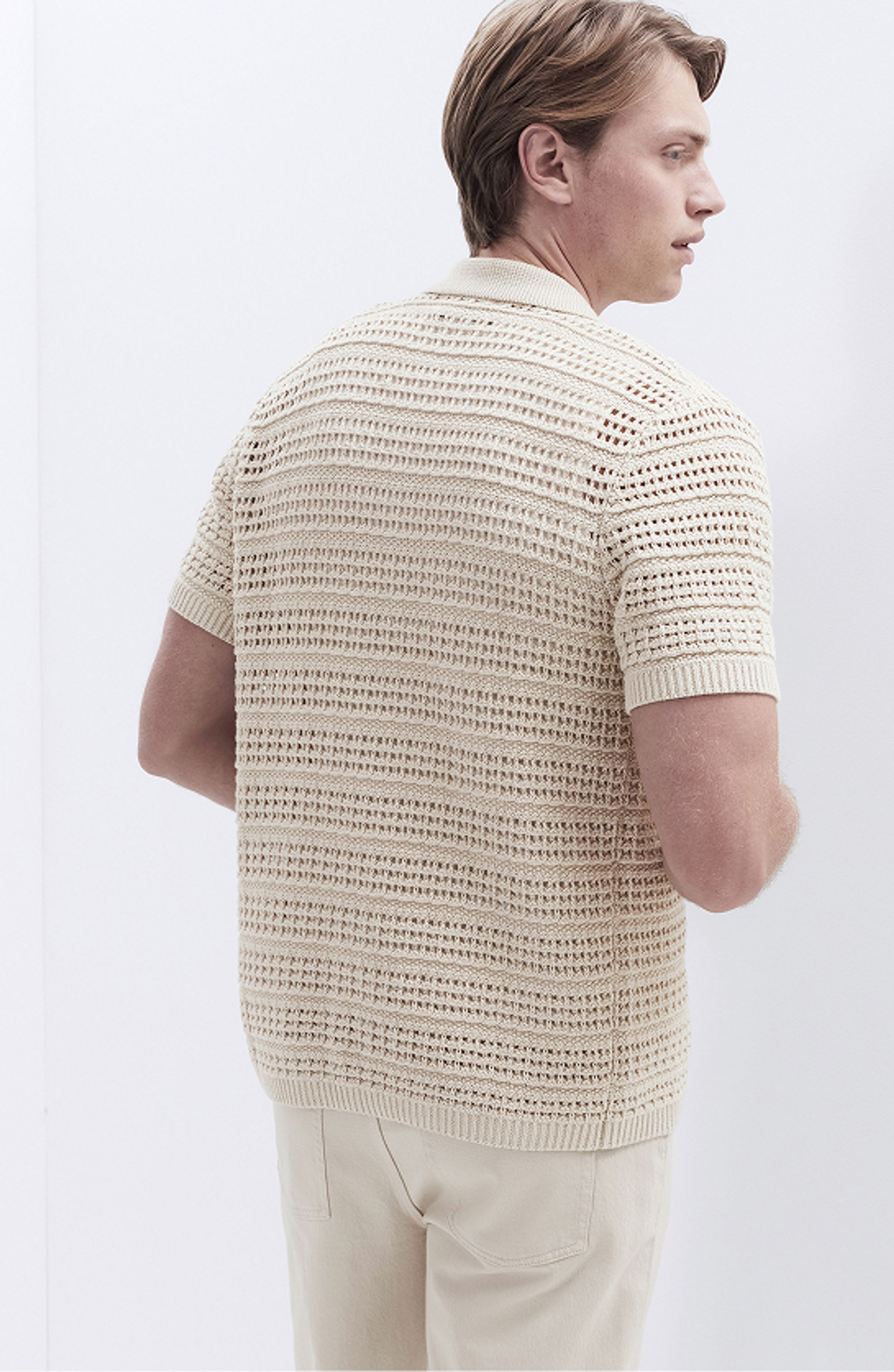 Ladder Stitch Knit Button Thru