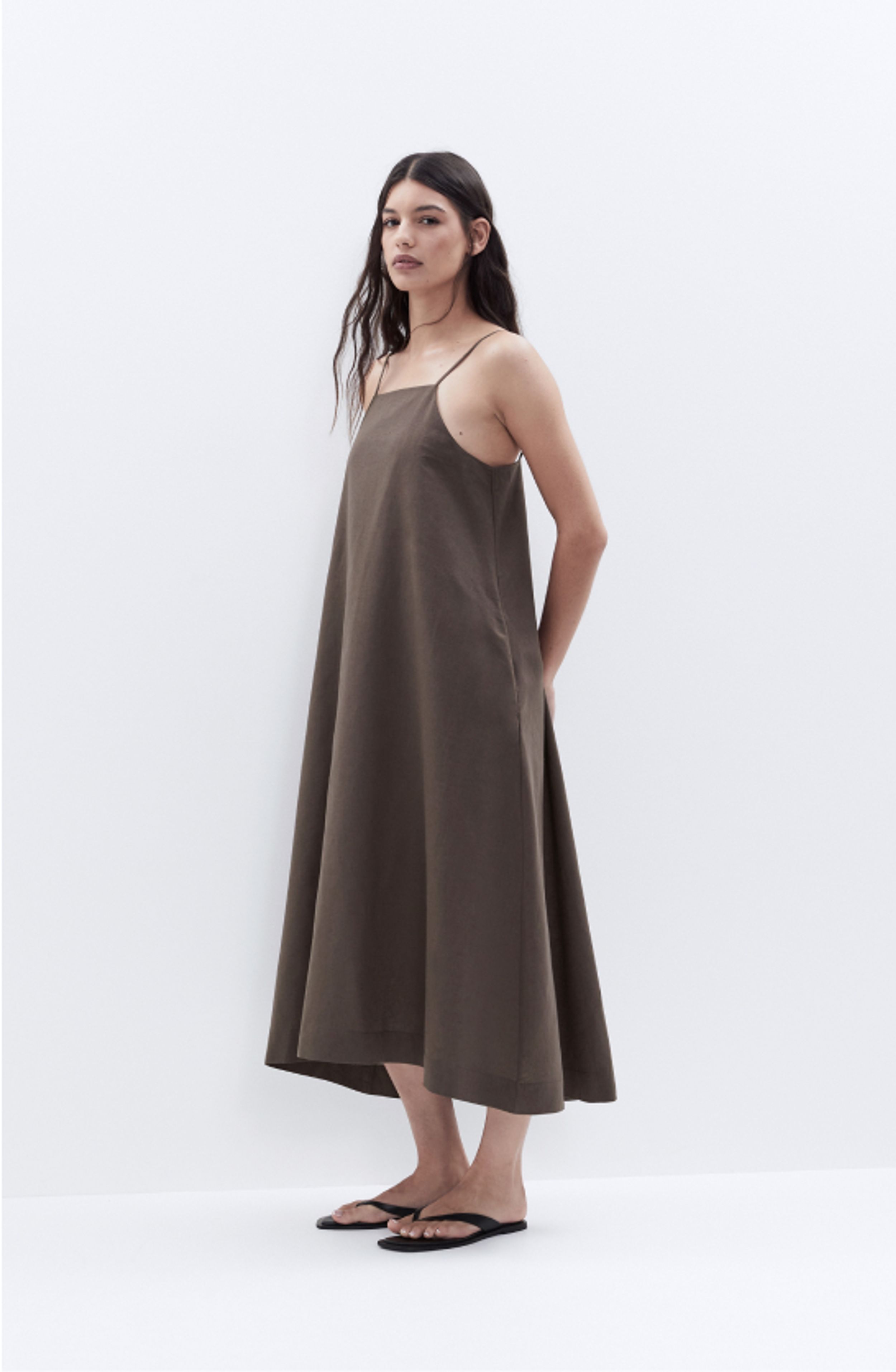 Linen Blend Slip Dress