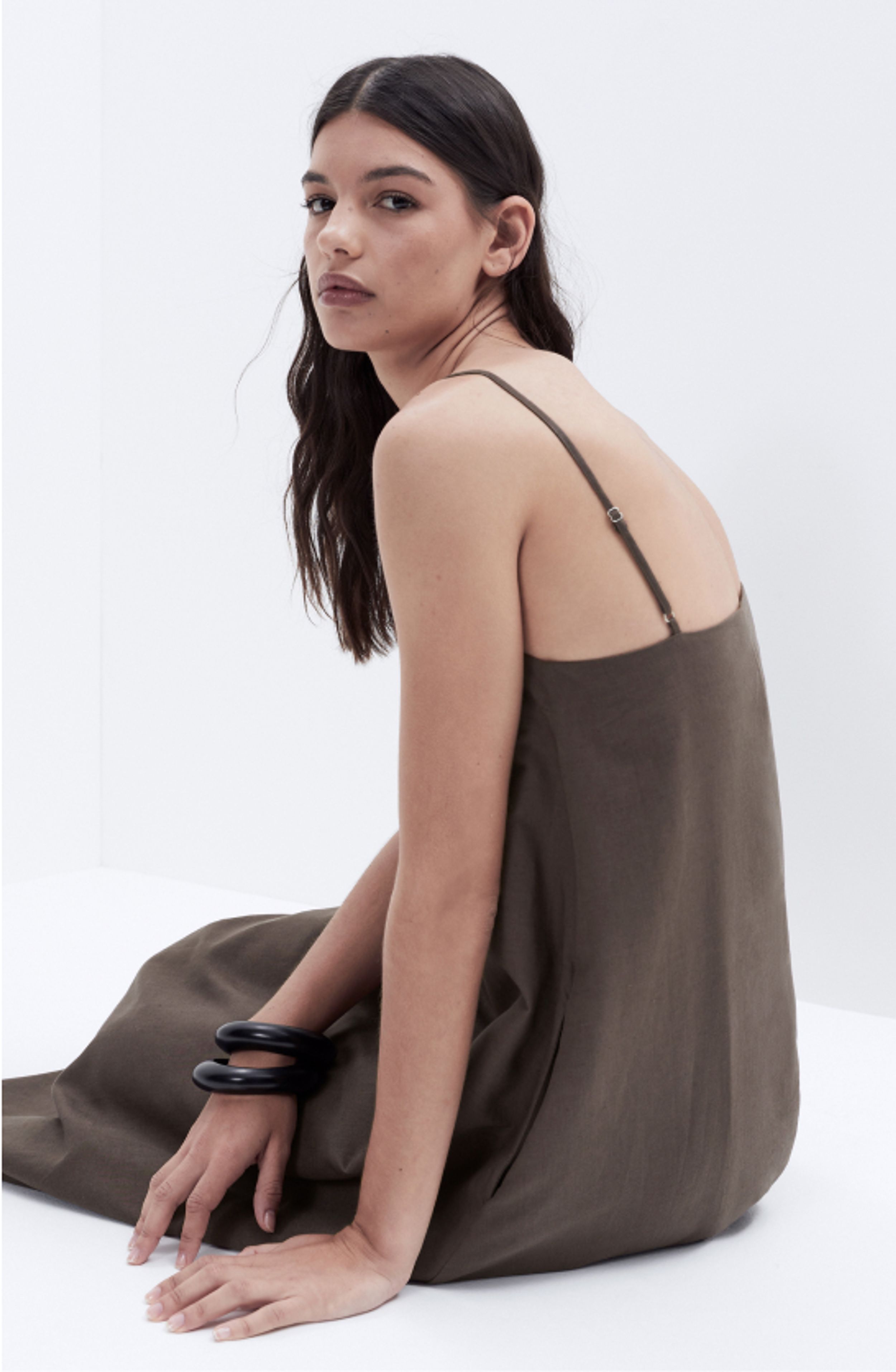 Linen Blend Slip Dress