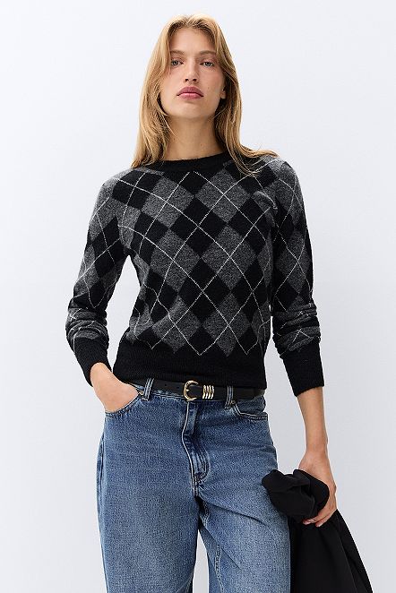Argyle Crew Neck Knit