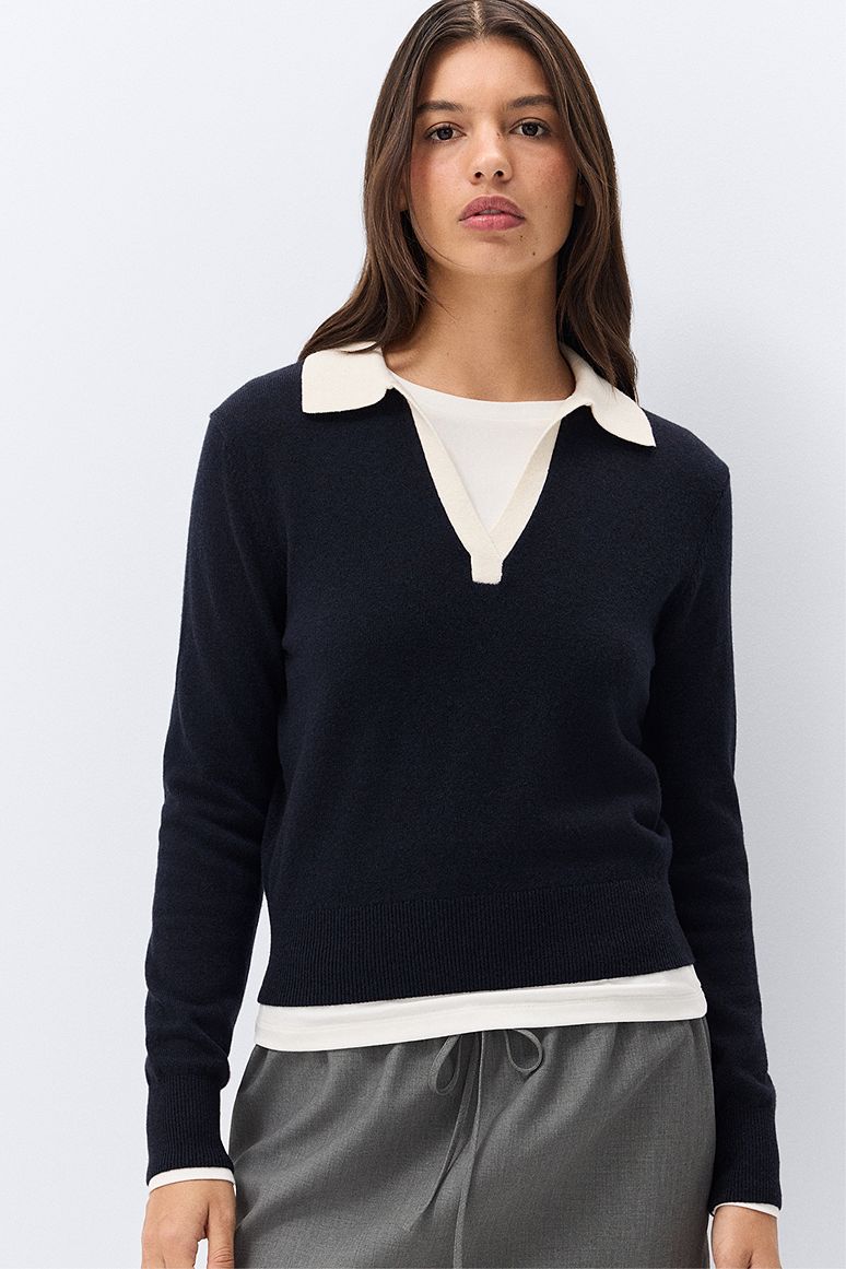 Sporty Collared Wool Knit