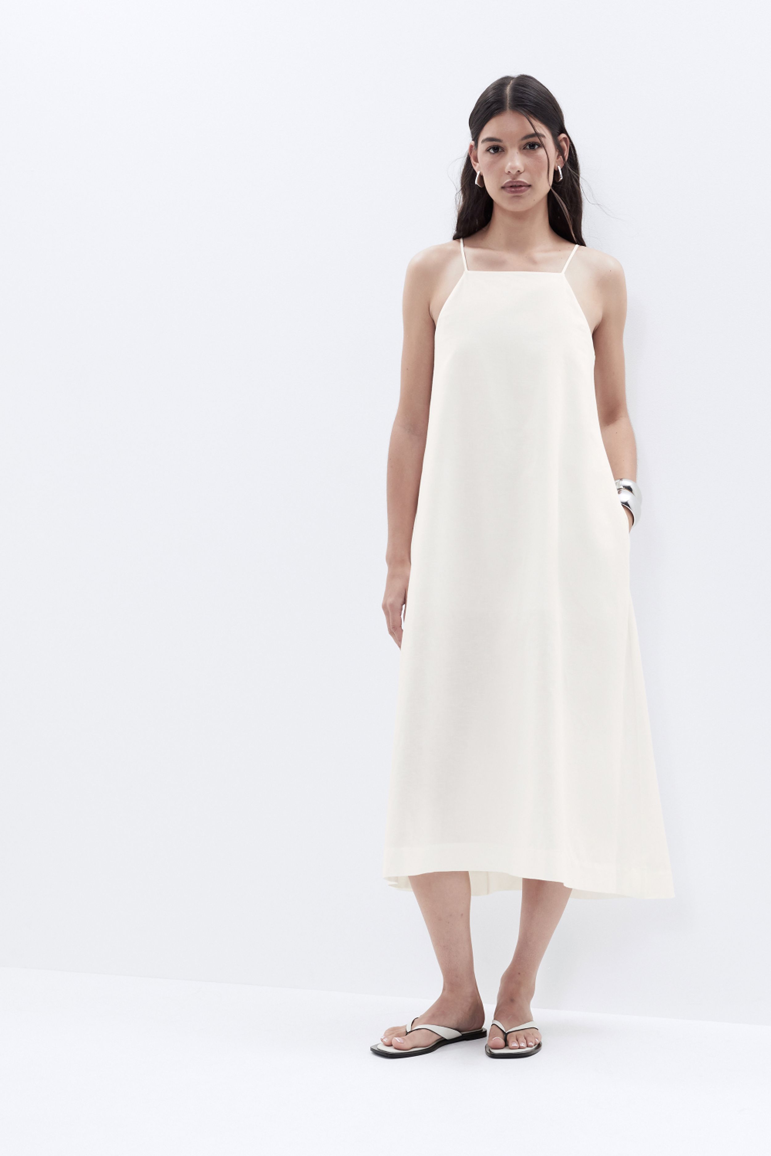 Linen Blend Slip Dress