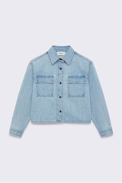 Crop Denim Utility Shirt