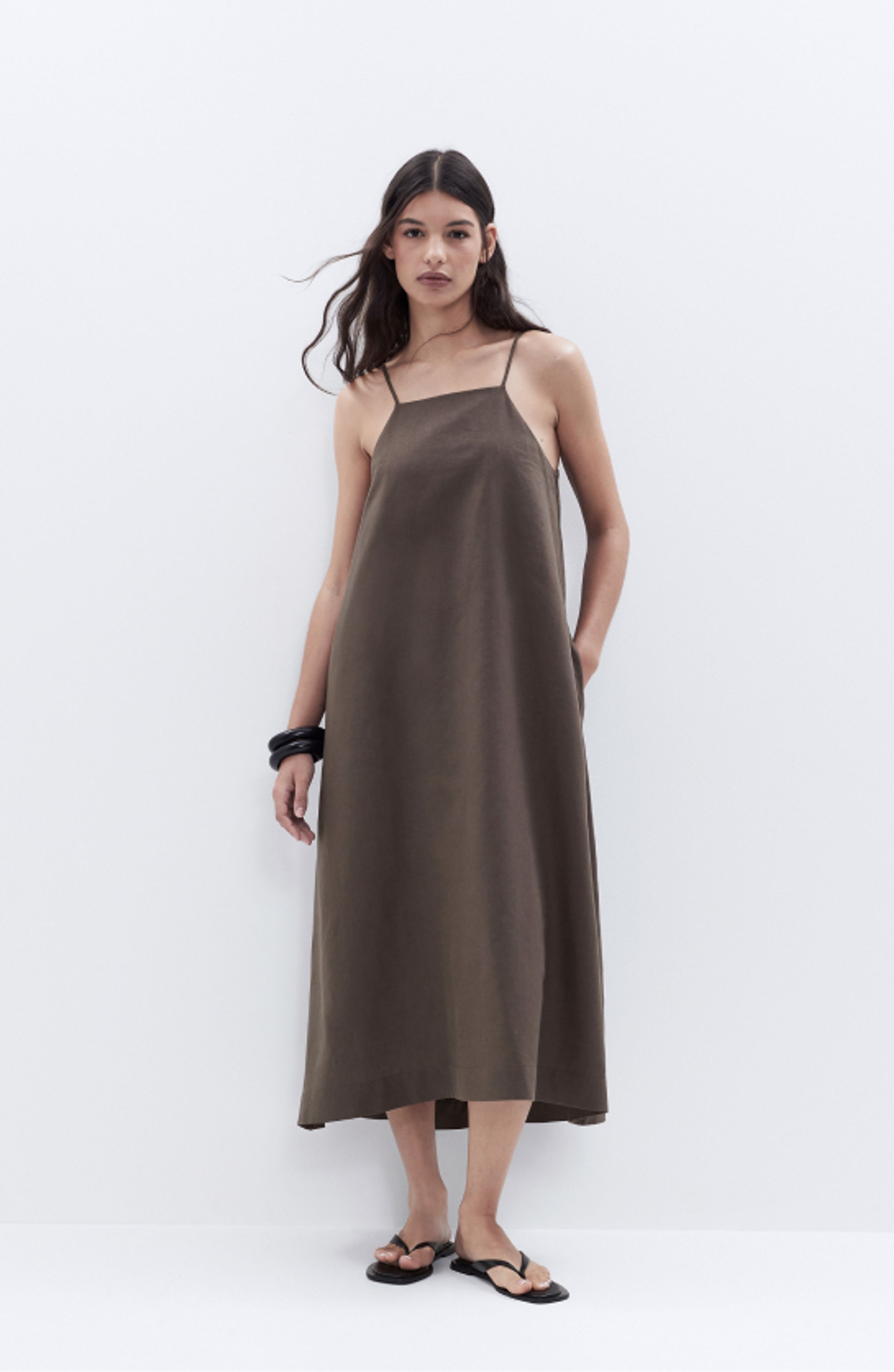 Linen Blend Slip Dress