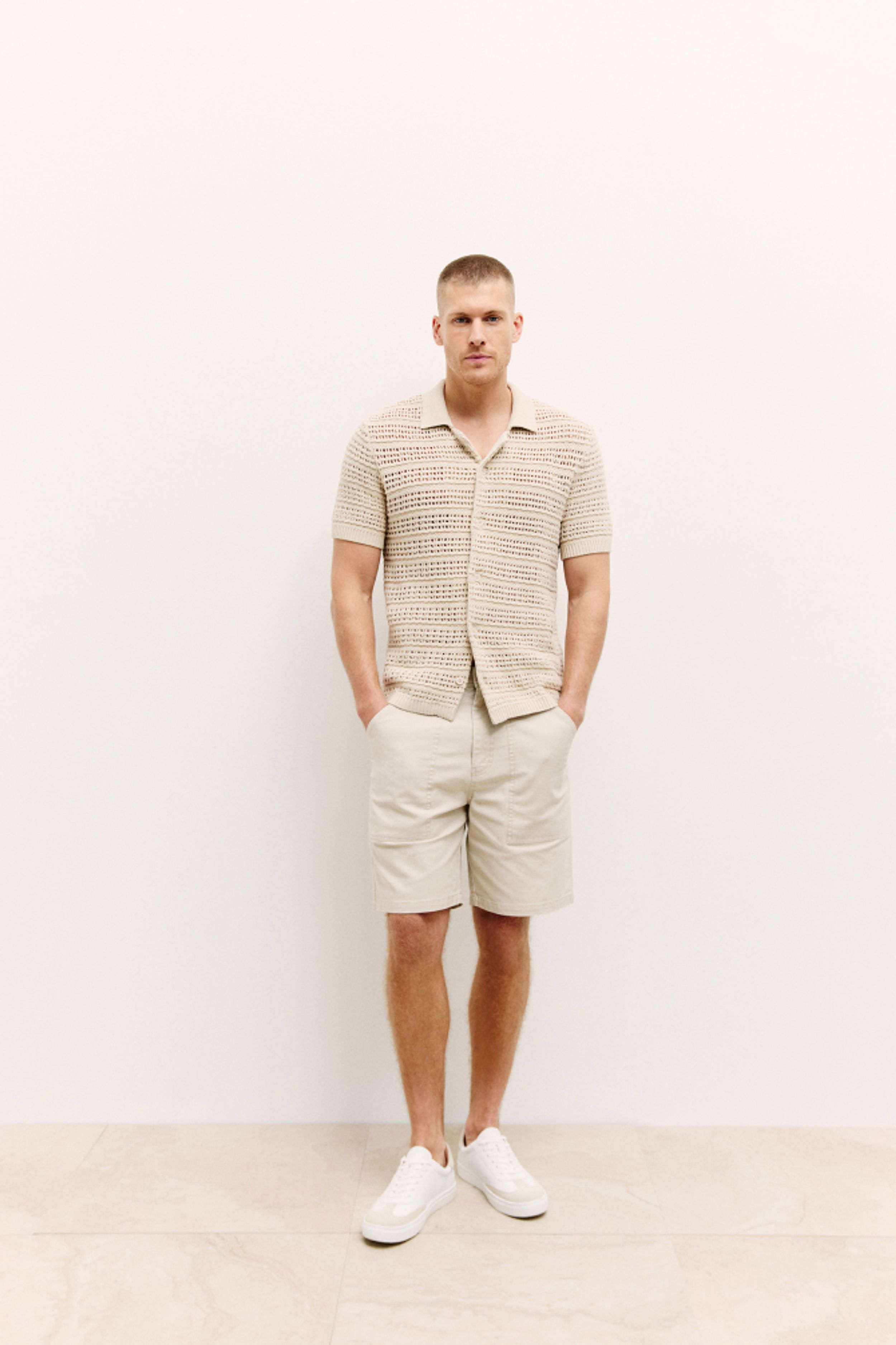 Ladder Stitch Knit Button Thru