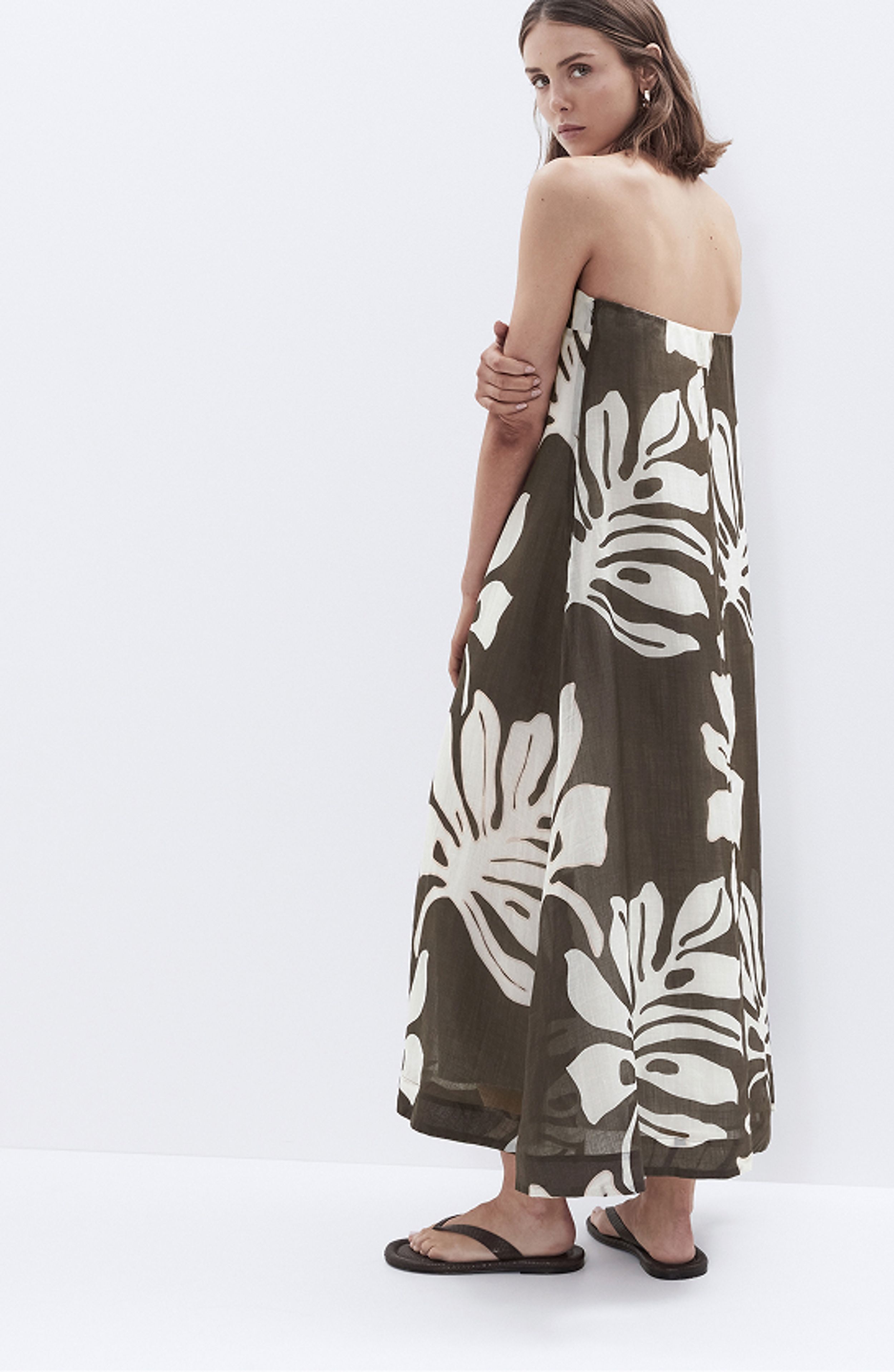 Strapless Ramie Maxi Dress