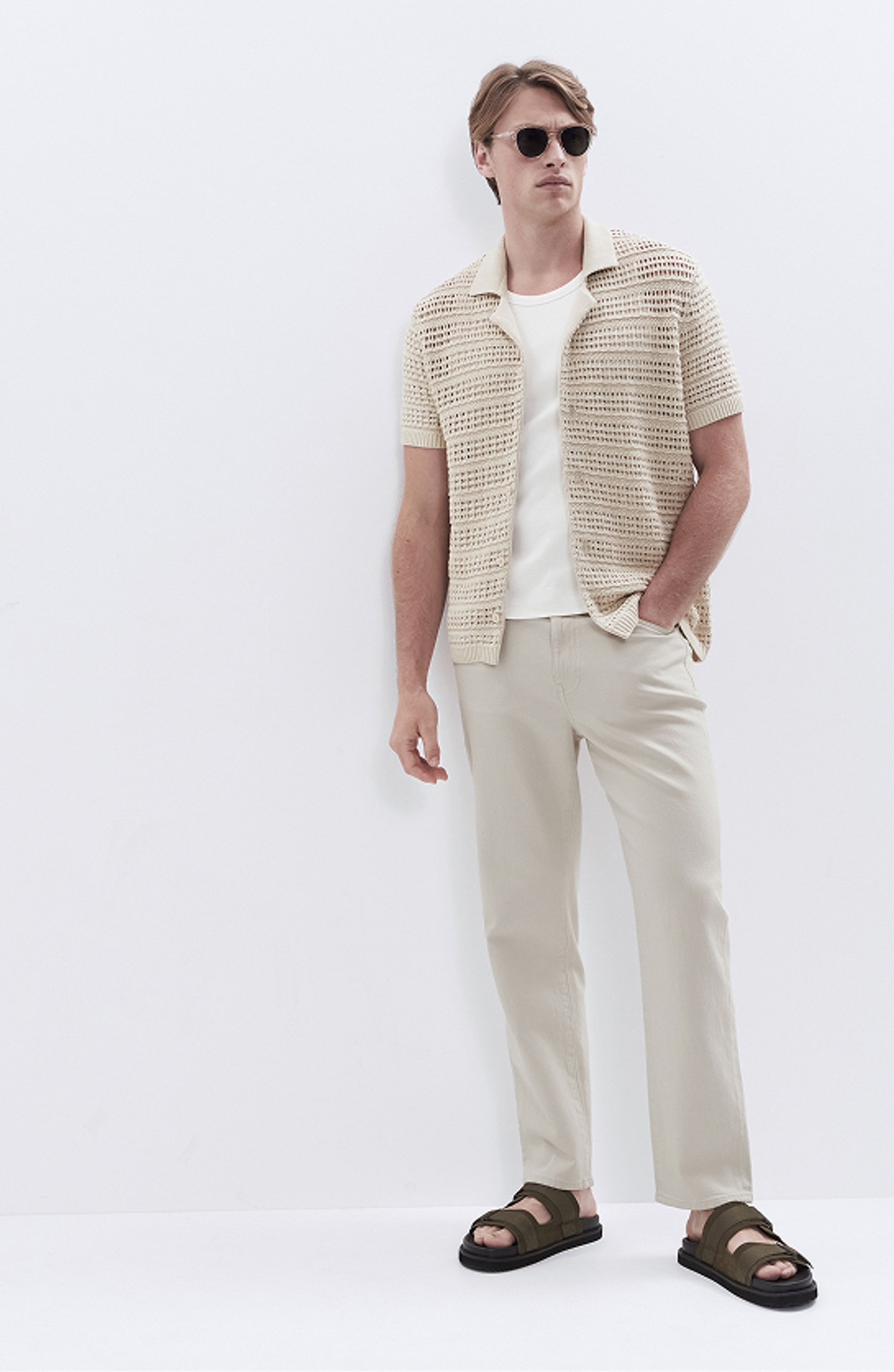 Ladder Stitch Knit Button Thru