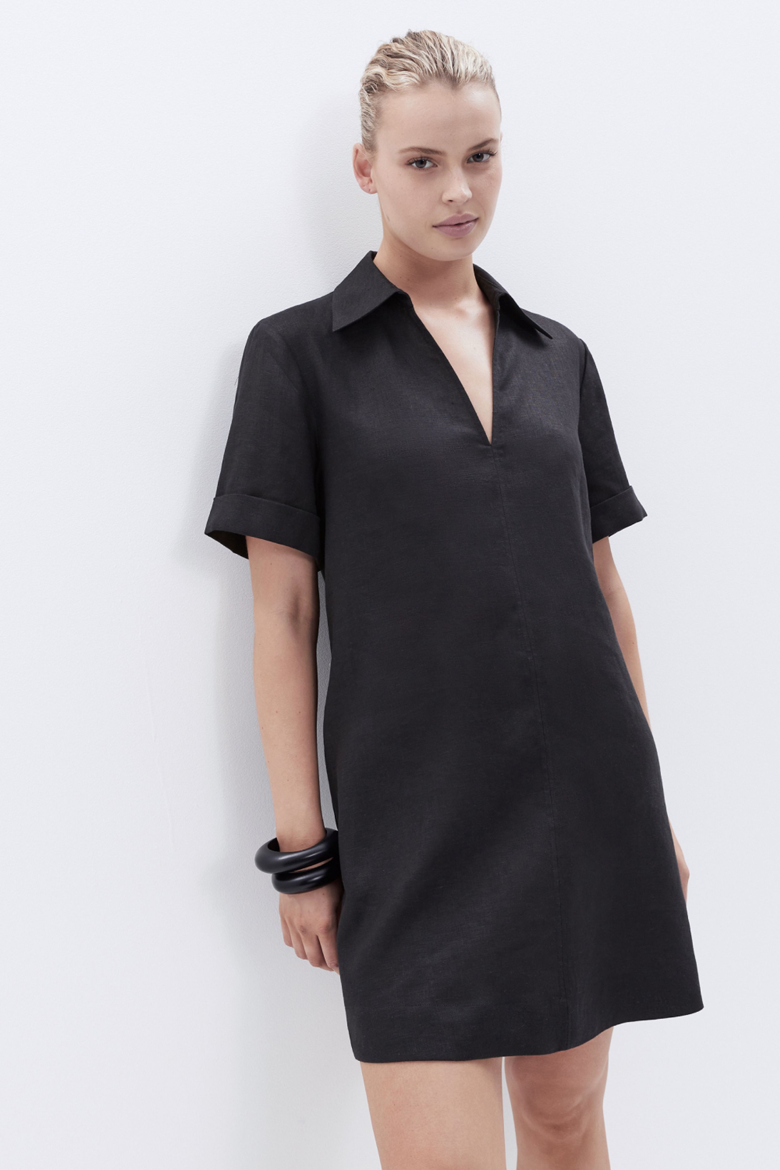 Collared Linen Dress