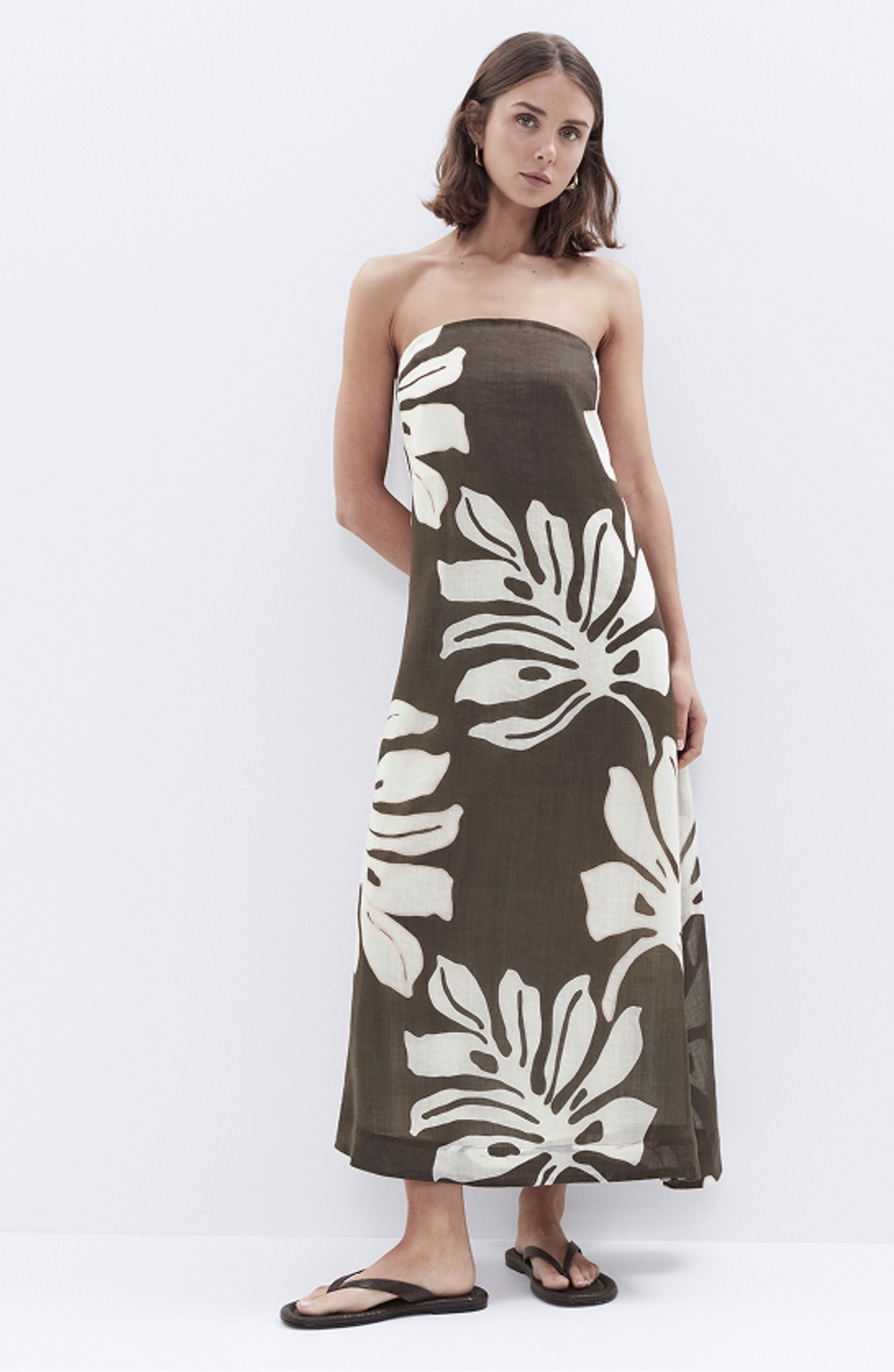 Strapless Ramie Maxi Dress