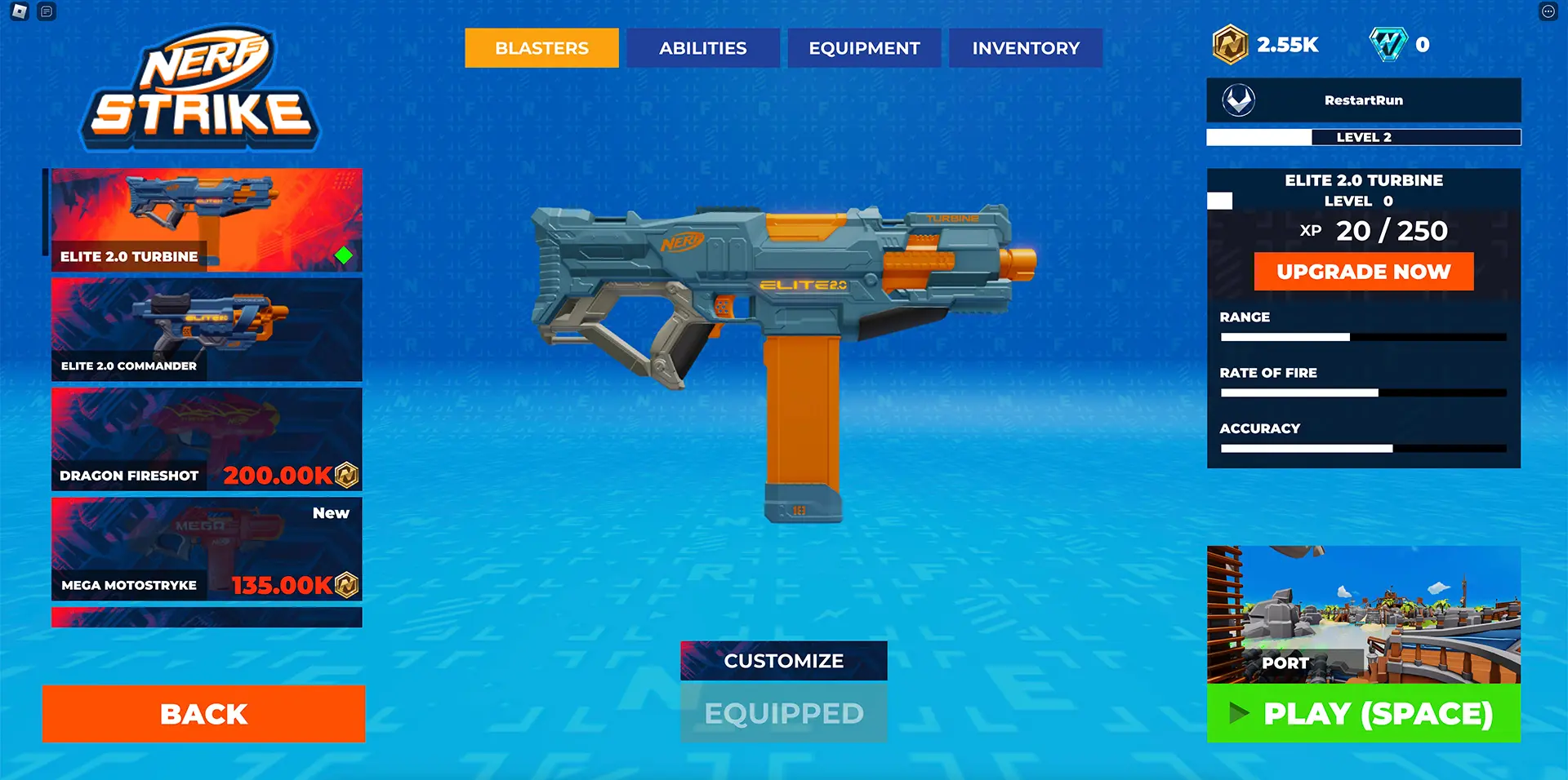 Screenshot of the Loadout menu in the Foam Strike Roblox experience