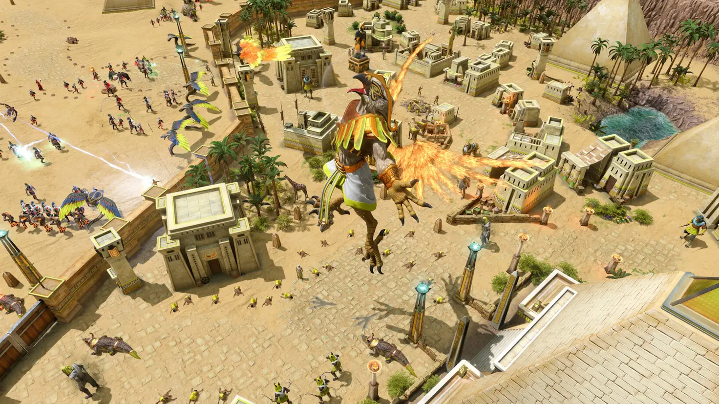 Ra rises over an Ancient Egyptian city in Age of Mythology: Retold