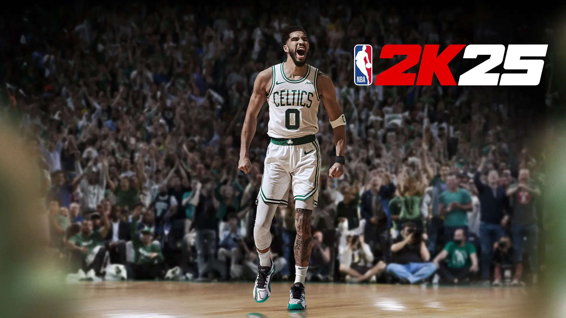 Jayson Tatum wears a Celtic jersey on the cover of NBA 2K25