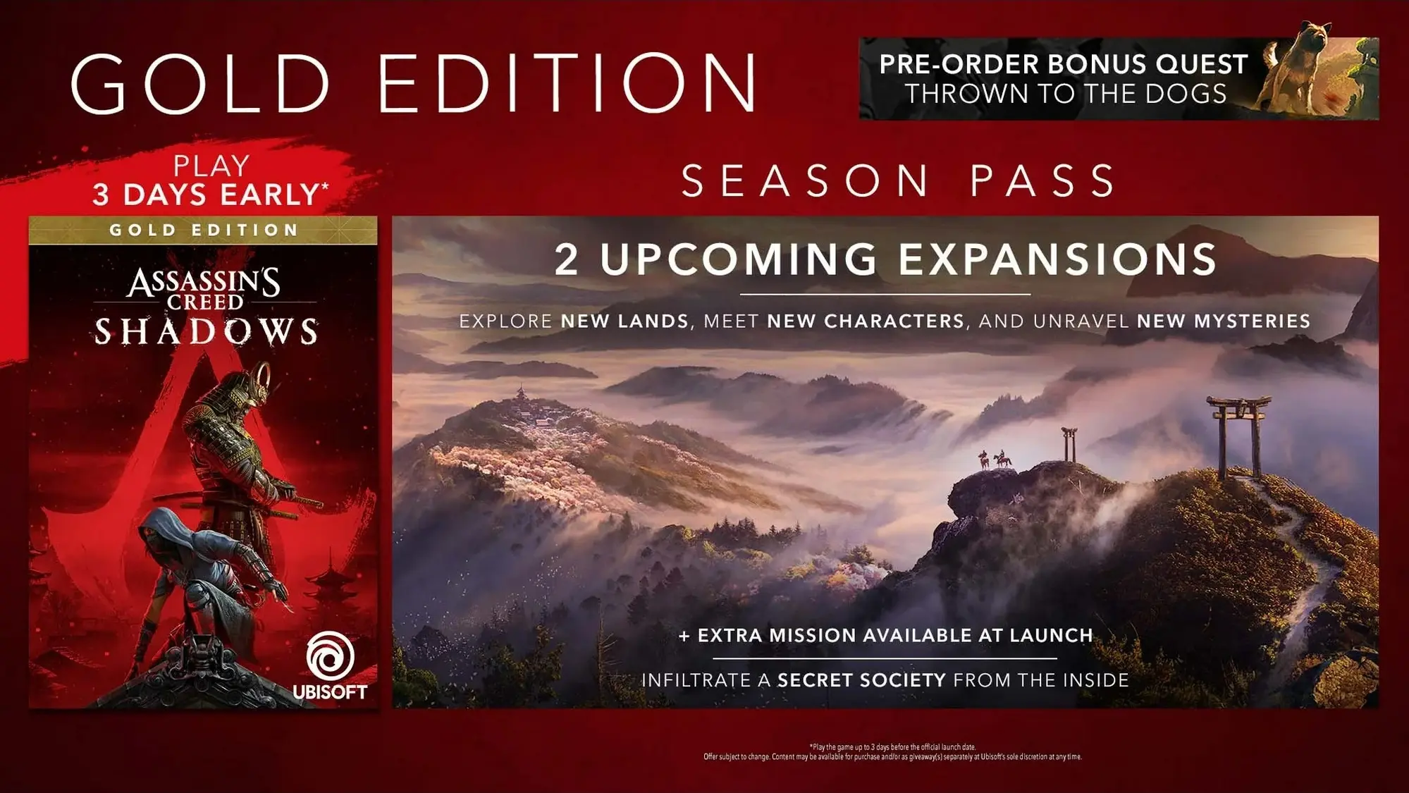 Gold edition bonuses of Assassin's Creed Shadows