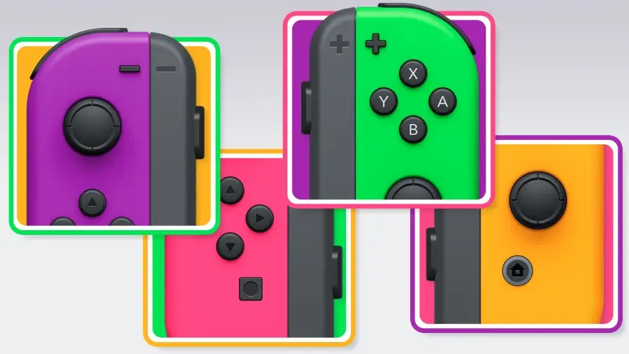 A colorful array of Joy-Con controllers