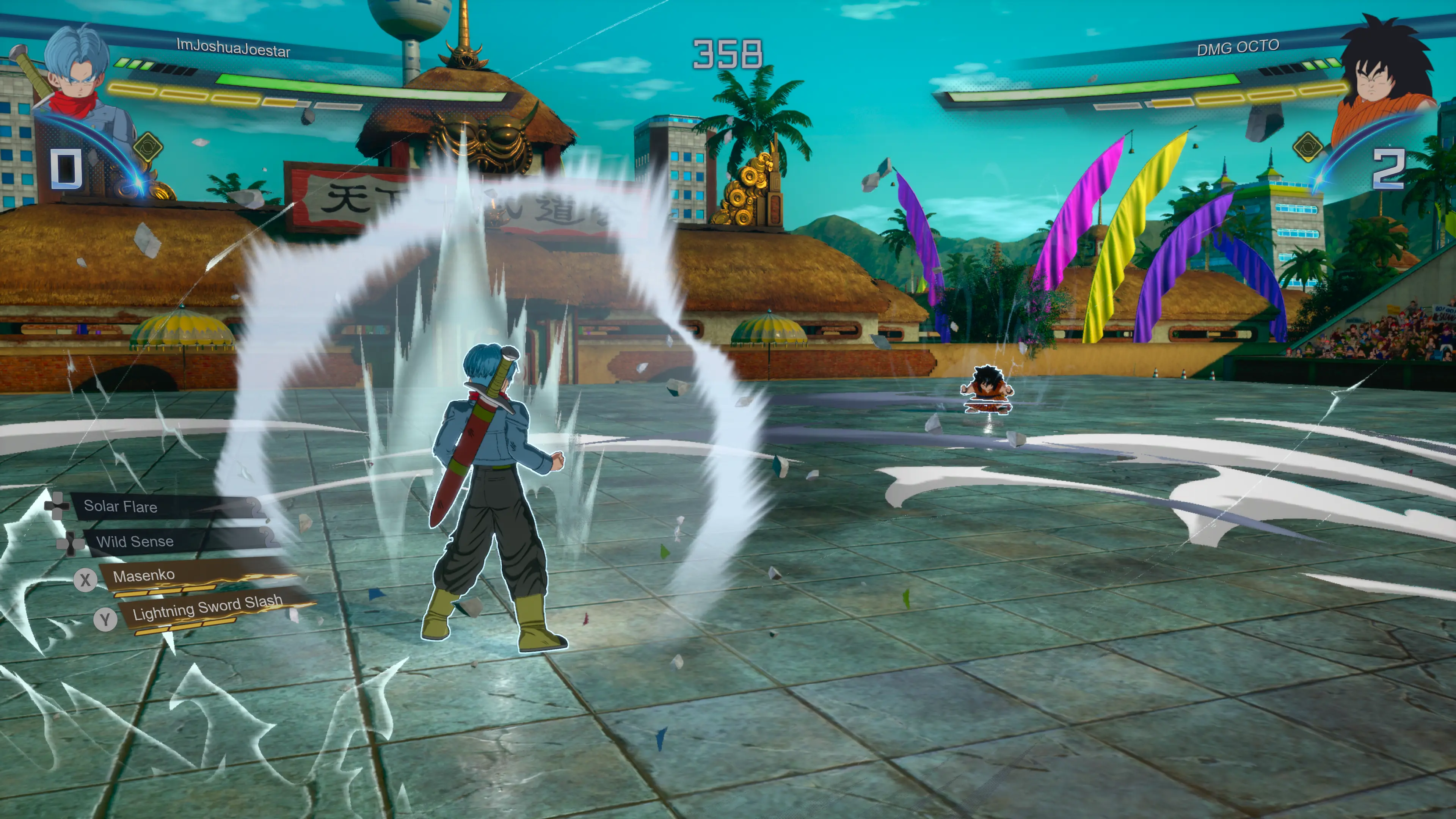 A Dragon Ball fighter surrounded by white light during a battle in the Dragon Ball: Sparking Zero video game