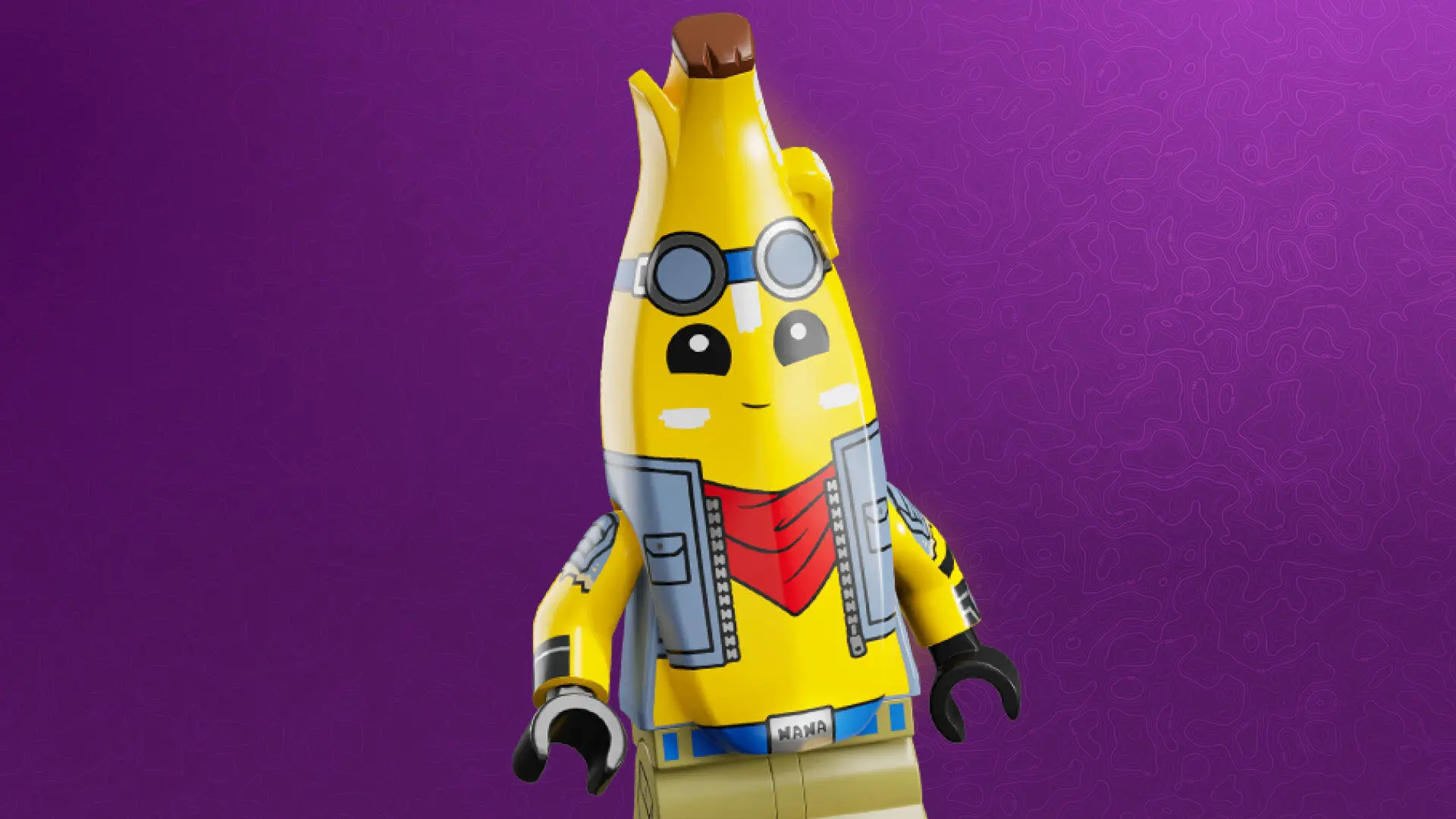 A Lego mini-figure of Peely from the Lego Fortnite video game