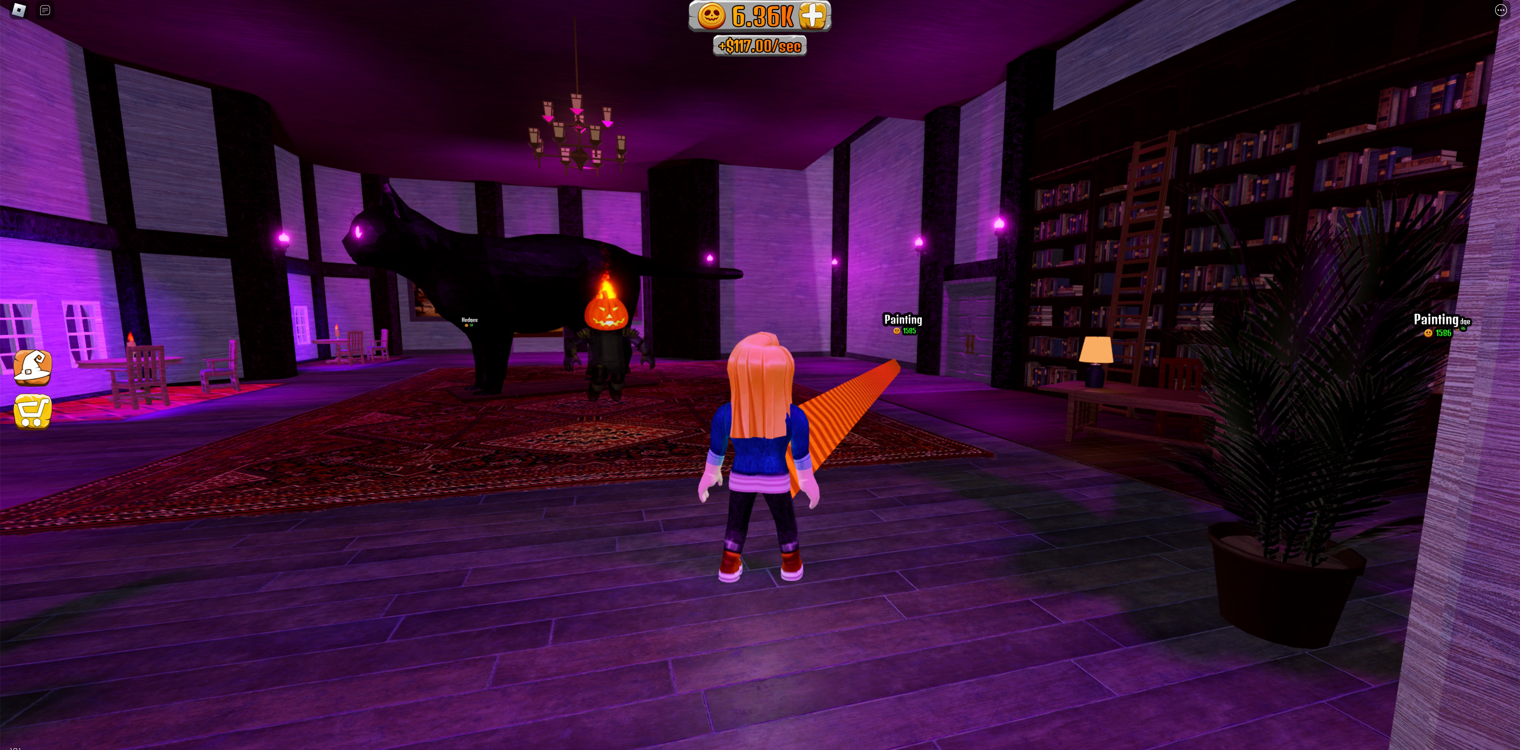 Illustrative Roblox Halloween mansion gameplay Roblox avatar exploring a spooky mansion in a Halloween-themed game