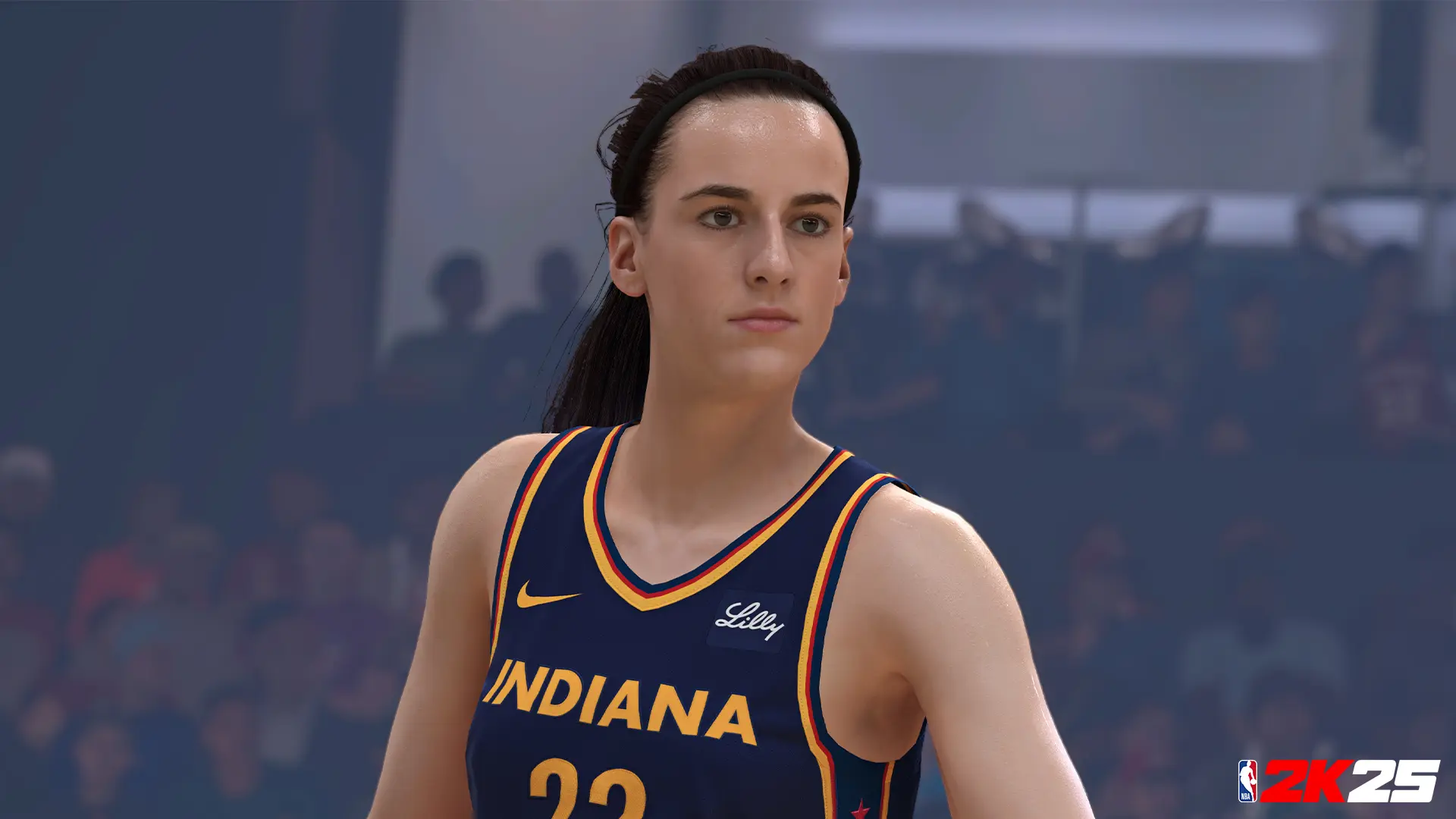 Caitlin Clark in her Indiana Fever uniform in the NBA 2K25 video game