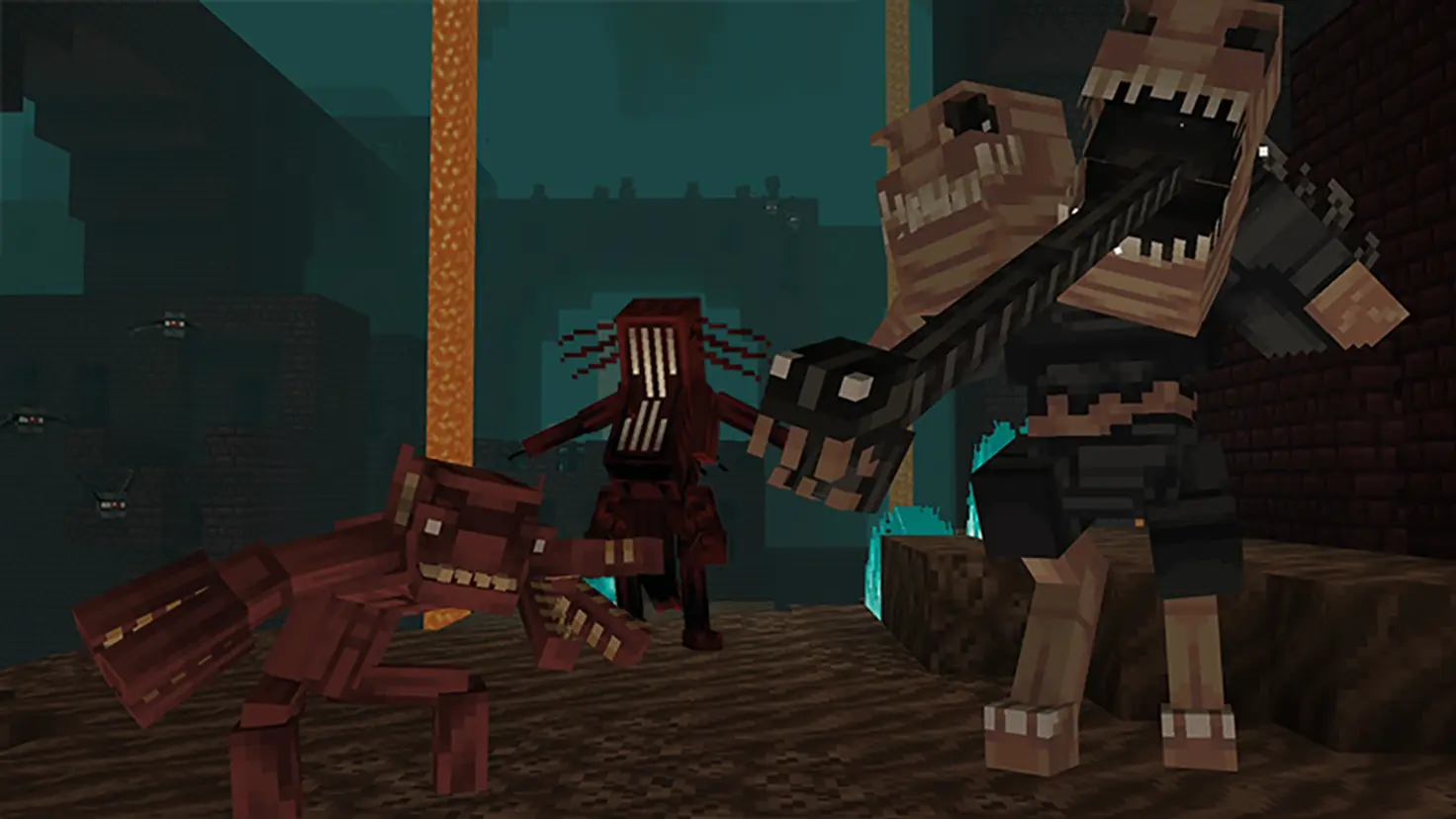 Some of the unique monsters included in the Horror Survival Minecraft add-on