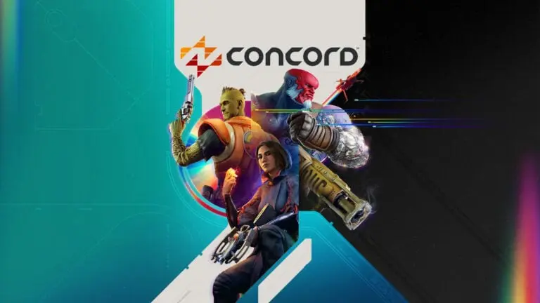 Concord keyart showing 3 characters beneath the game's logo