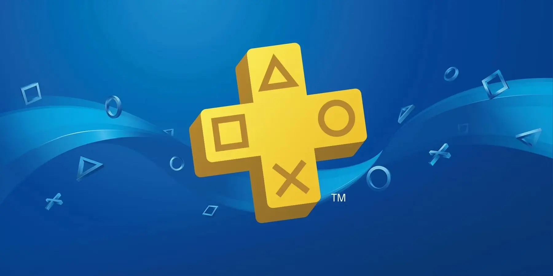 The PlayStation Plus logo on a stylized blue background.