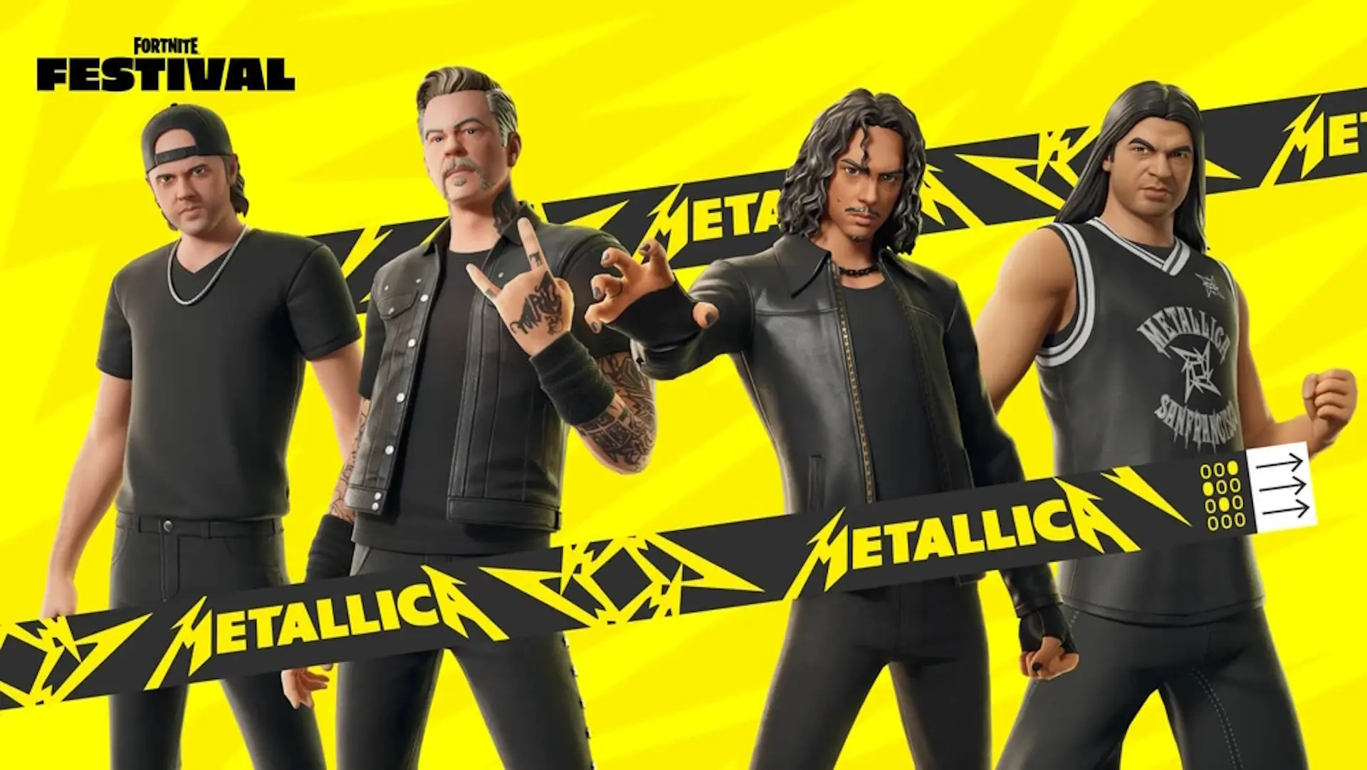 heavy metal band metallica in their Fortnite Icons skin versions.