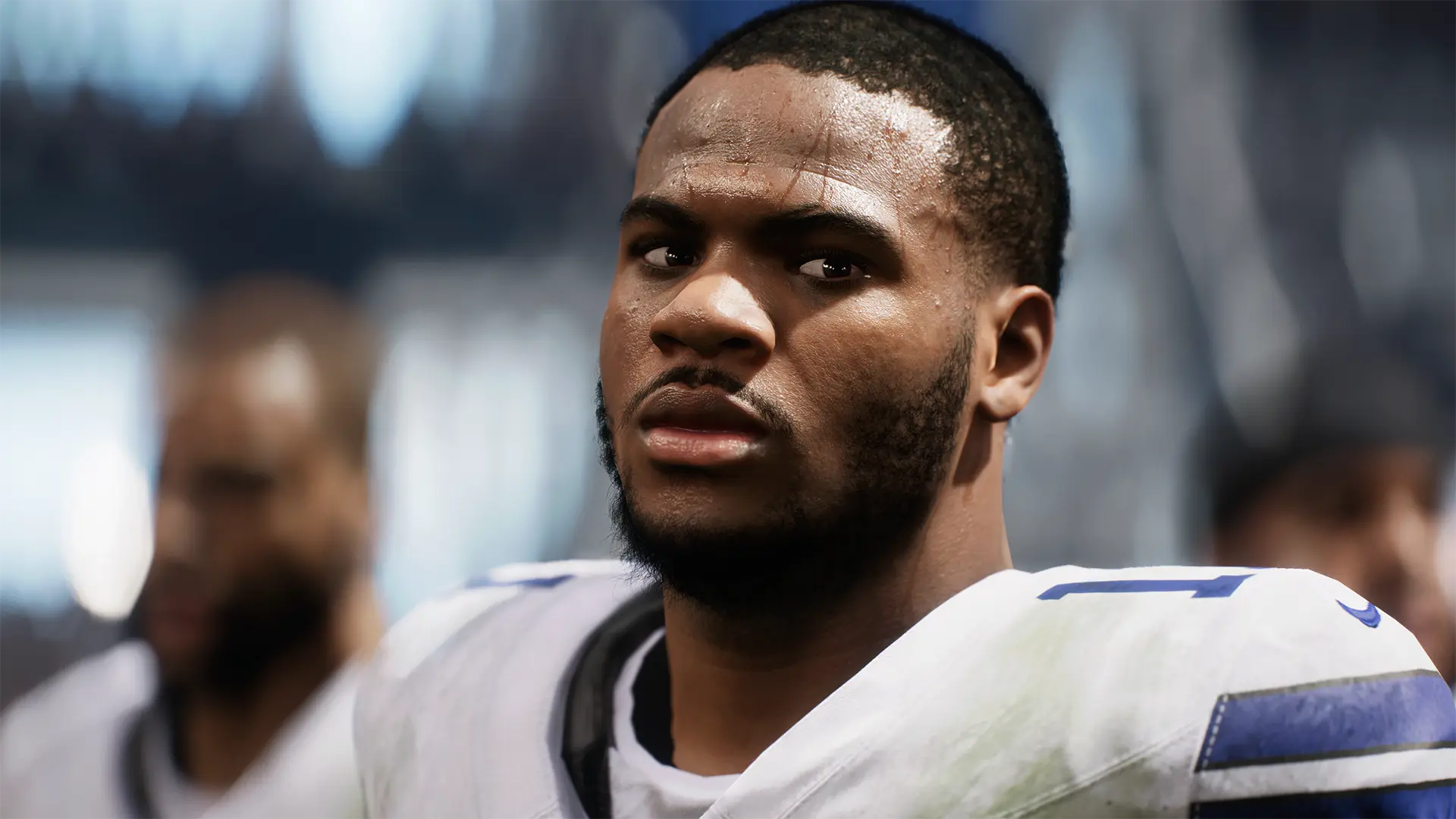 Dallas Cowboys player Micah Parsons in his football uniform in the Madden NFL 25 video game