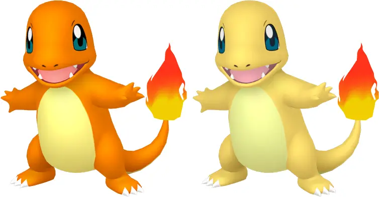 Normal and Shiny Charmander