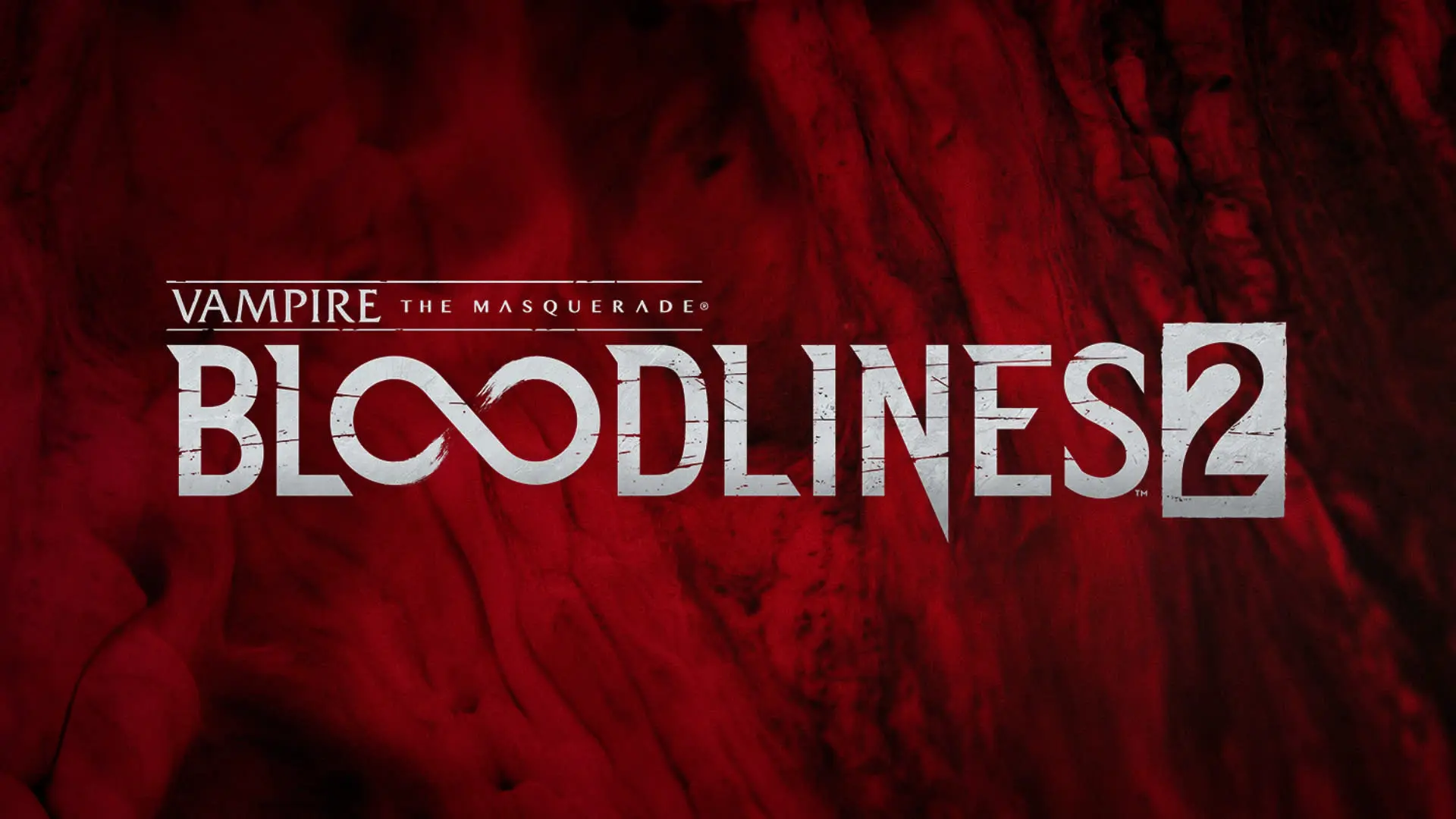 Gray Vampire: The Masquerade - Bloodlines 2 Logo against a blood red background