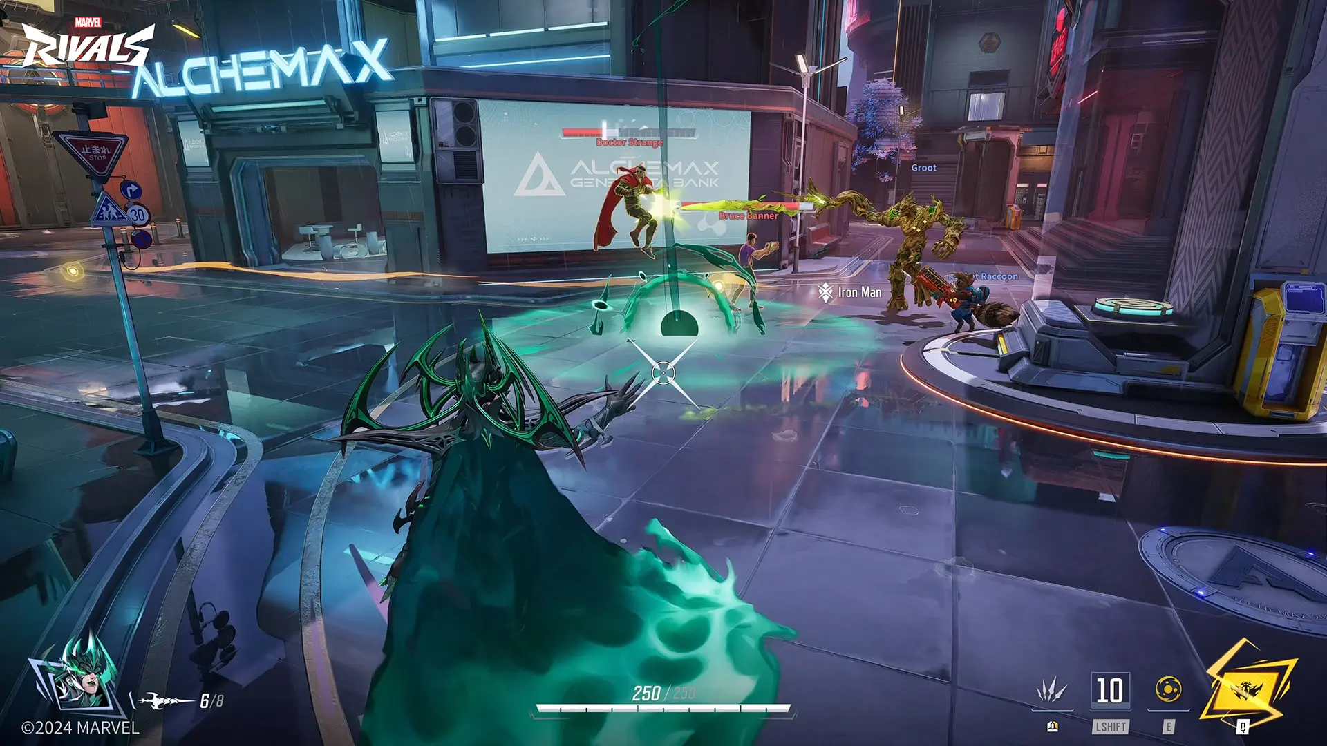 Hela faces her enemies during a match in the Marvel Rivals video game