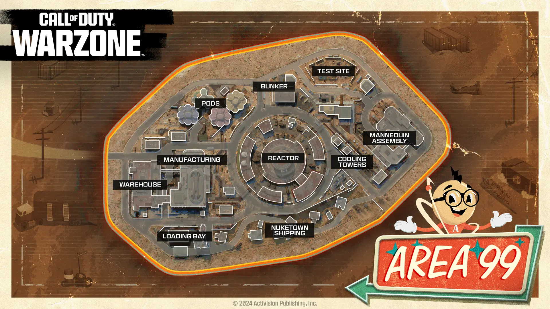 Overhead view of the Area 99 map in Call of Duty: Warzone