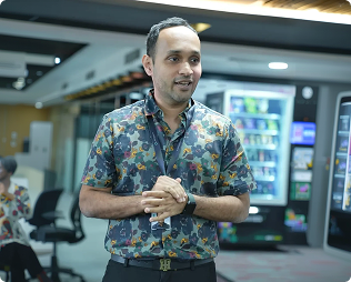 Speaker at company event