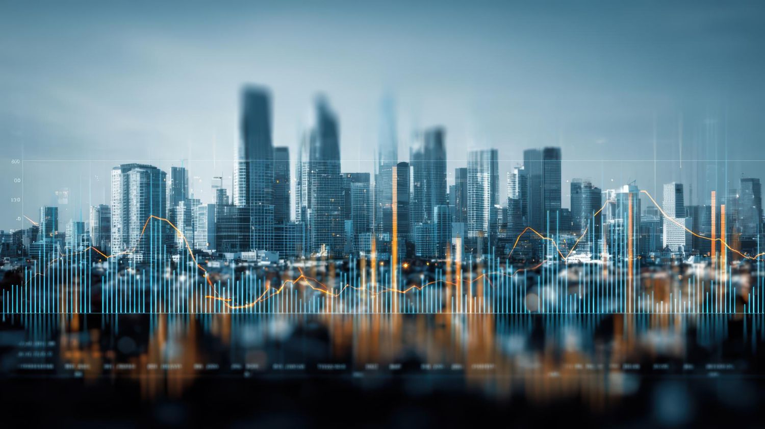 Financial services city skyline