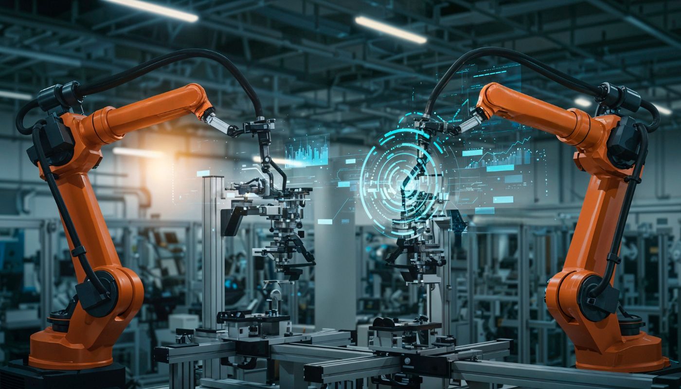 Robotic arms in a manufacturing facility