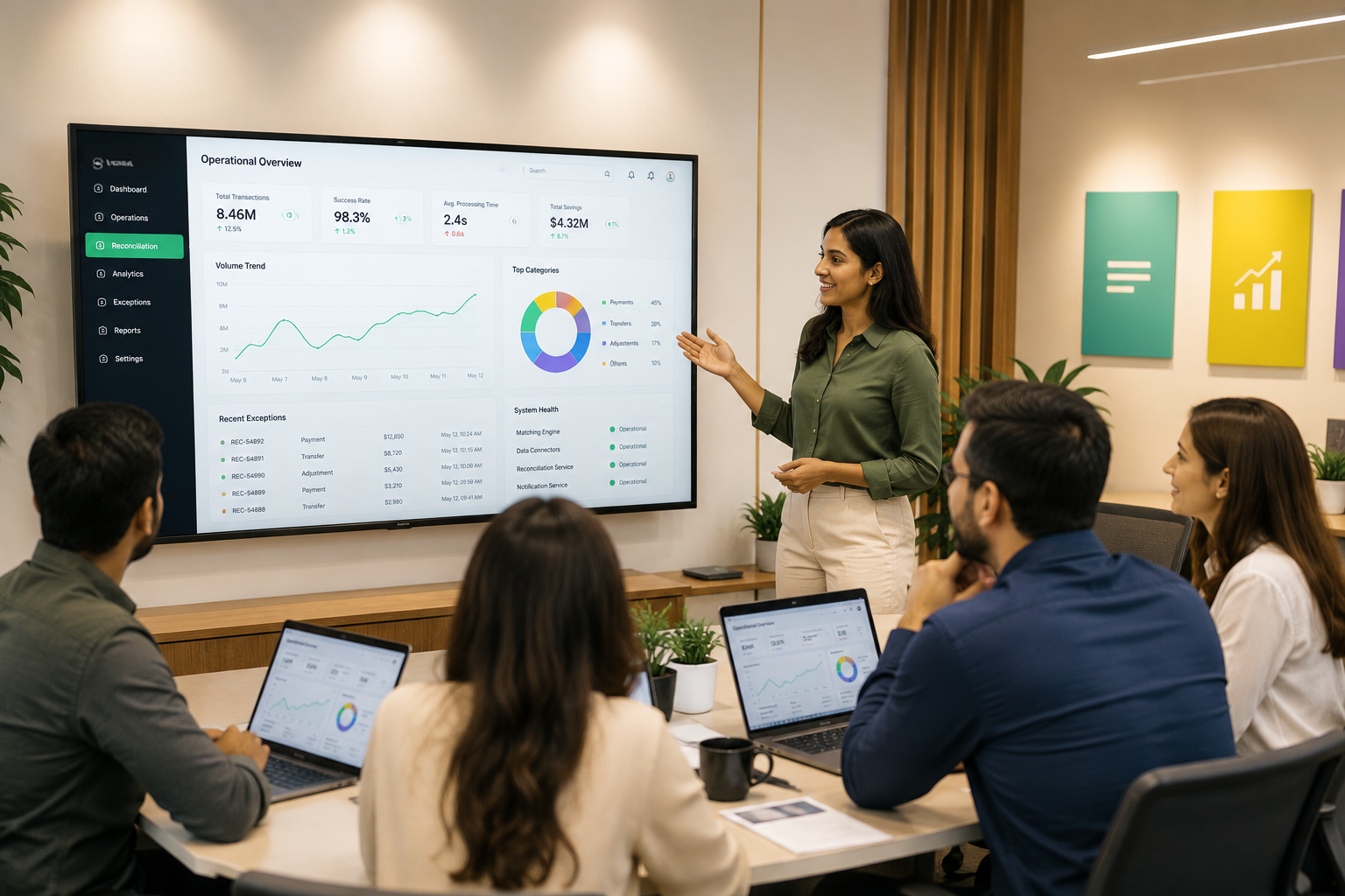Team reviewing operational dashboards