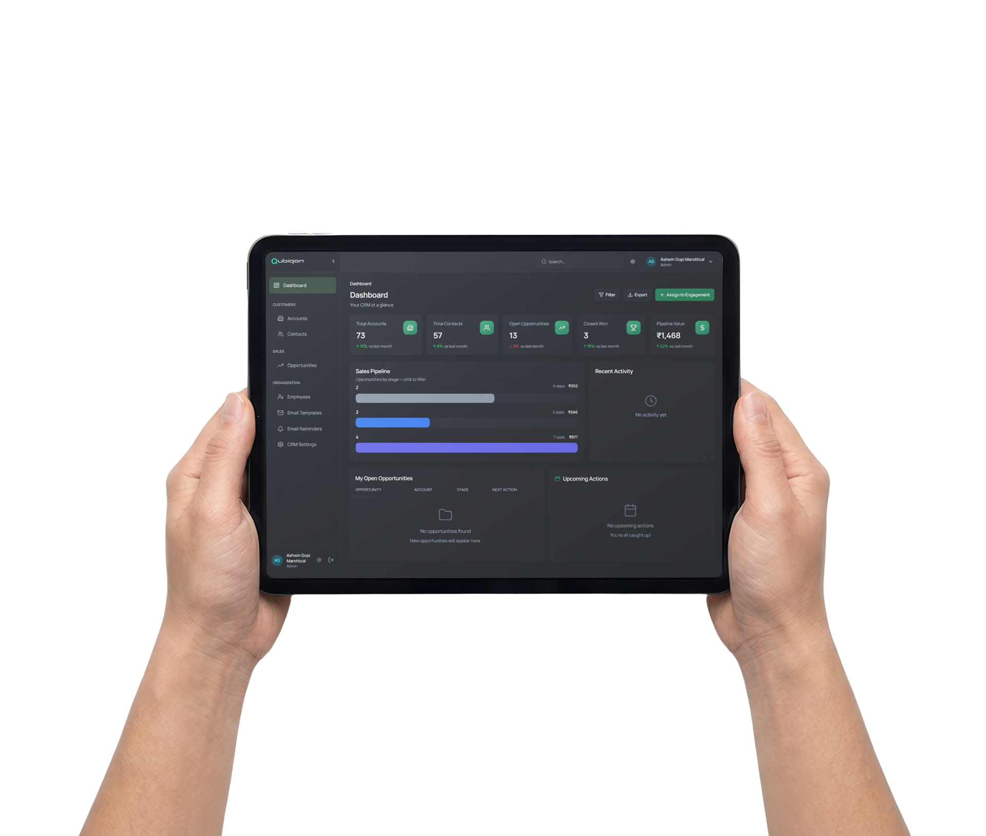 CRM on tablet