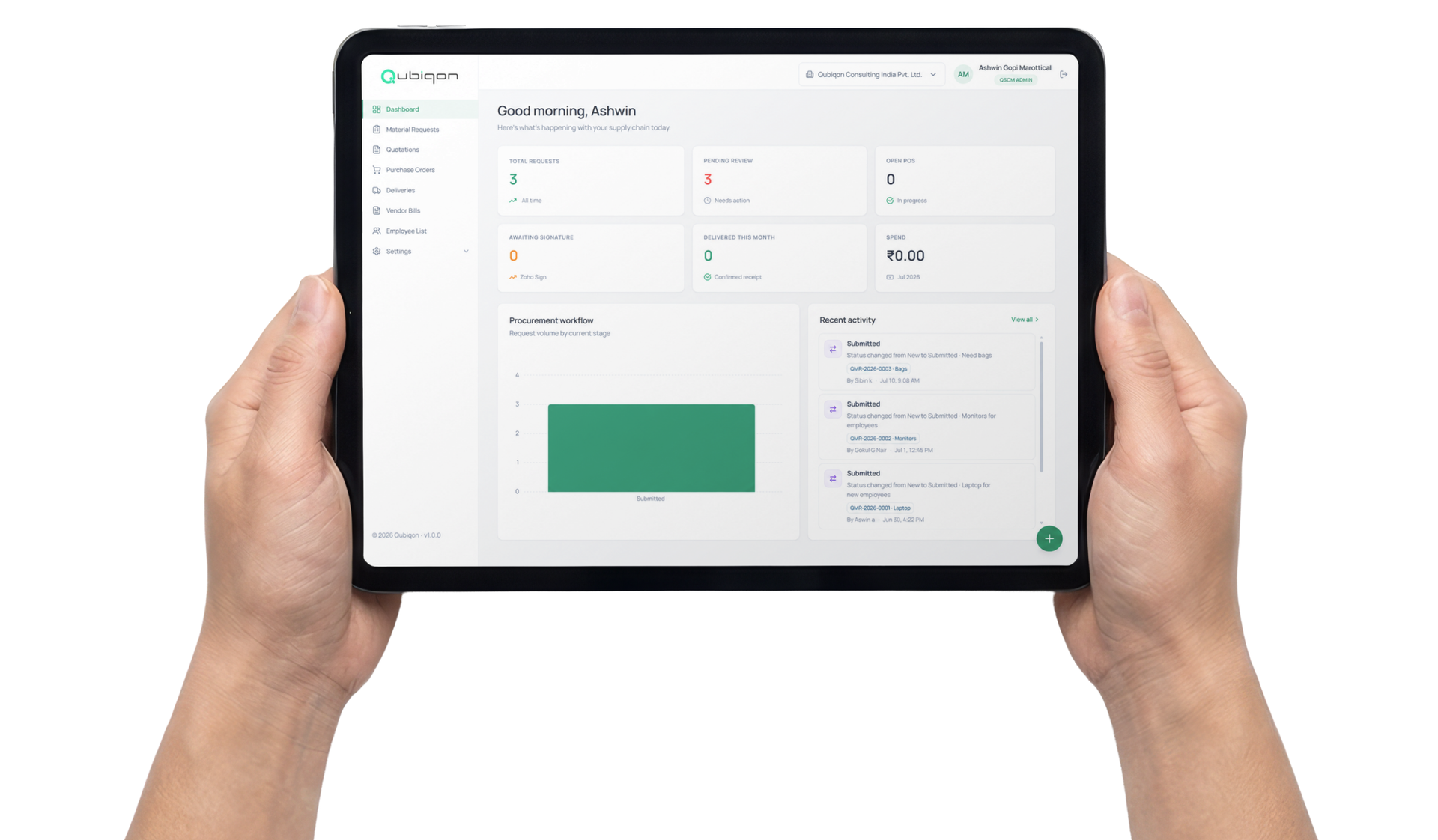 Supply Chain on tablet