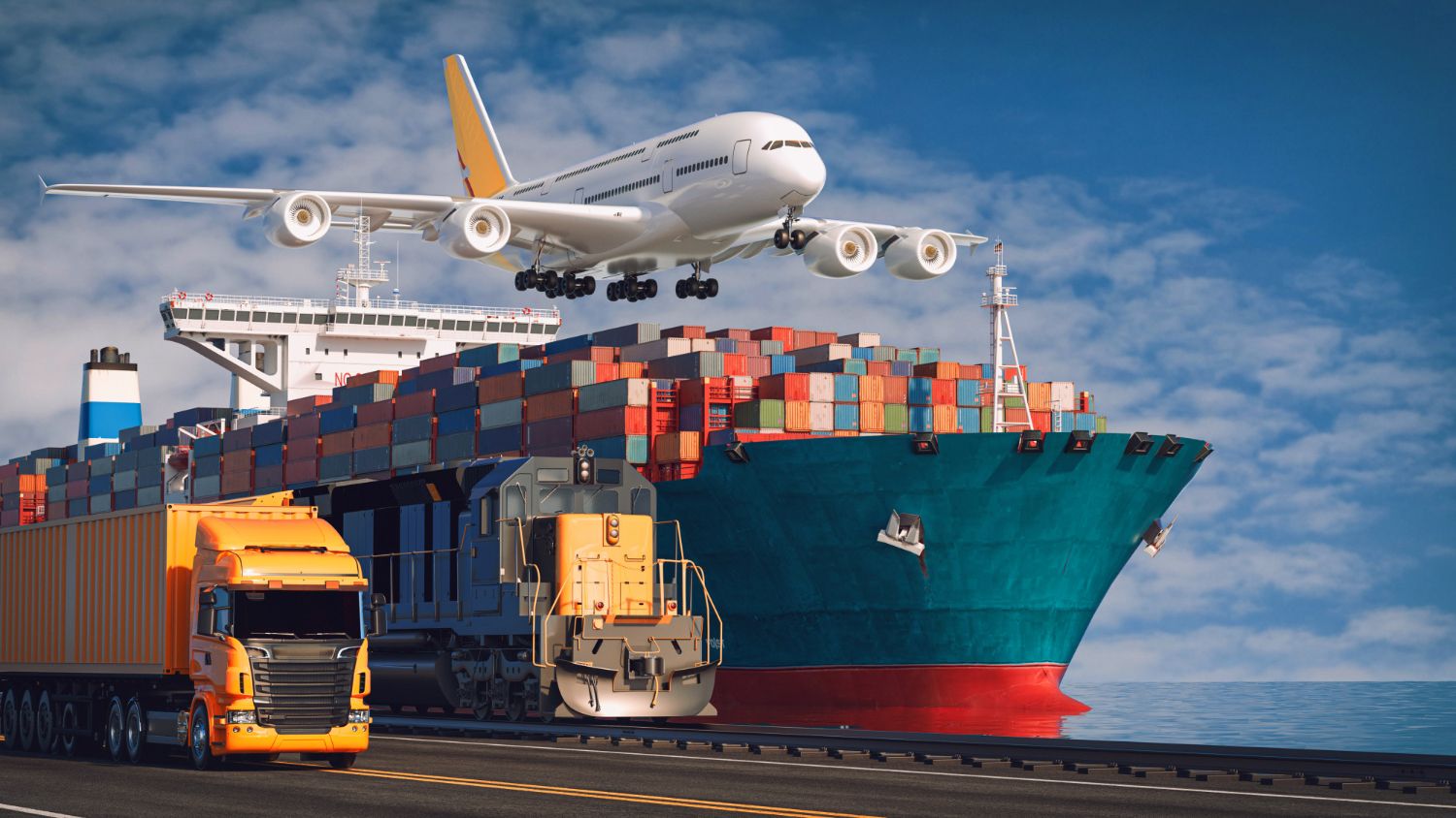 Logistics and supply chain operations at a shipping port