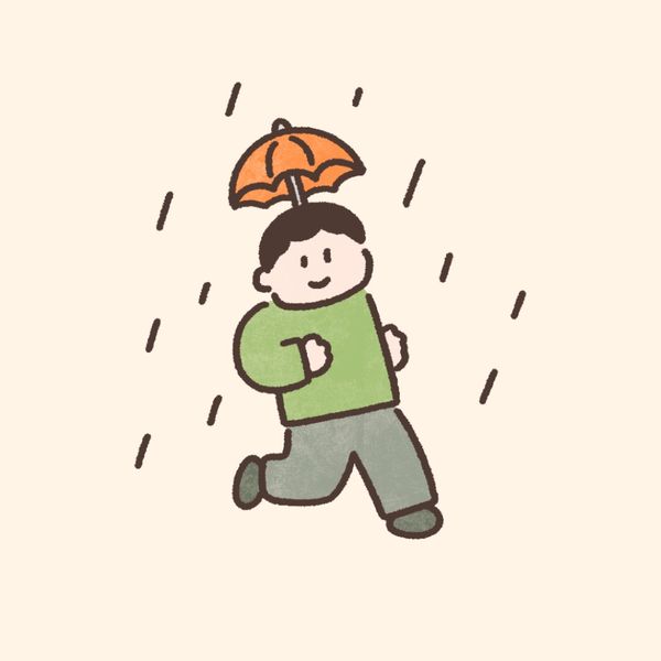 머리에 쓰는 우산 없나?!