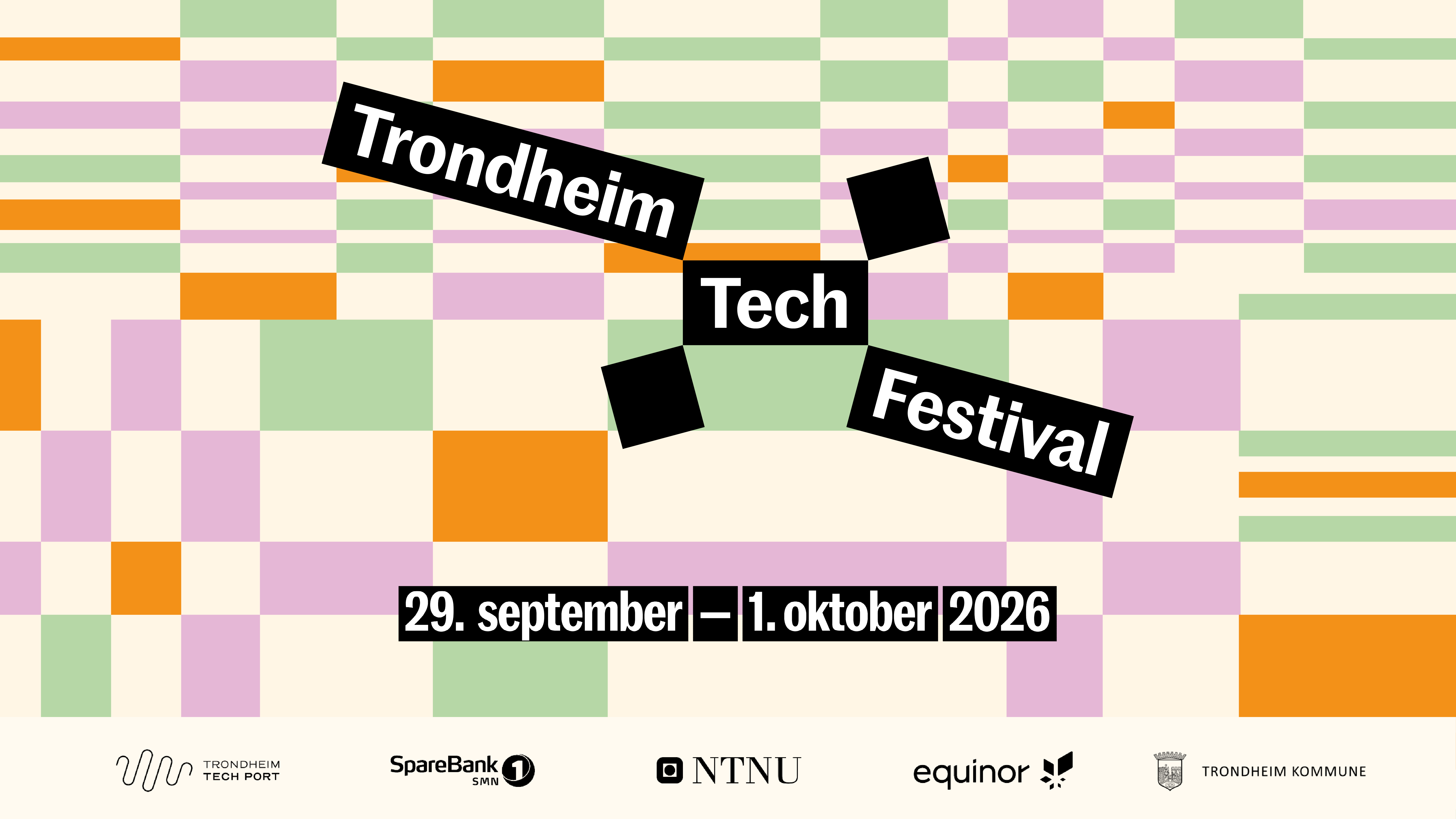 Checkered pattern with tech festival logo