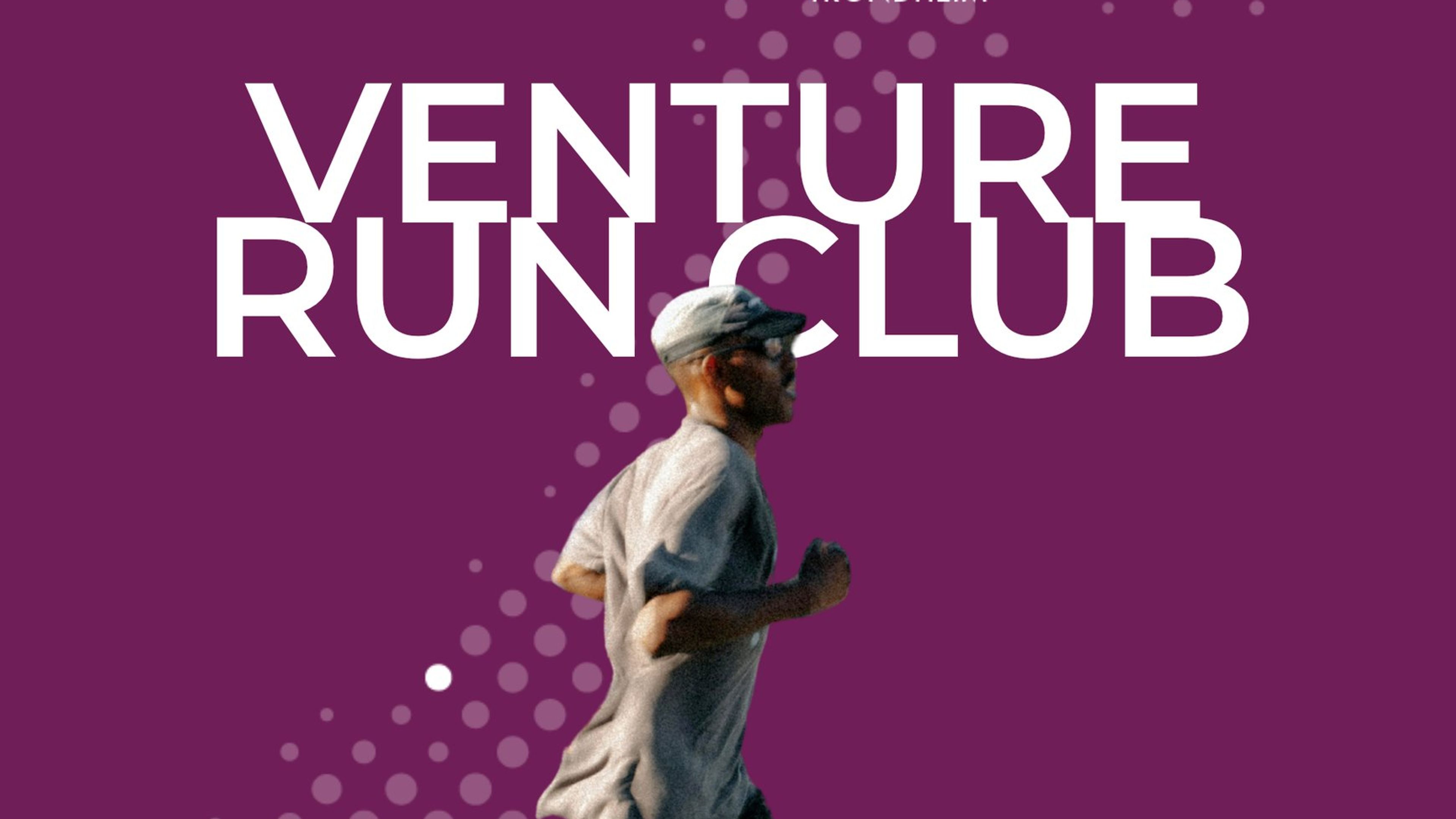 Venture Run Club poster with a runner on a purple background