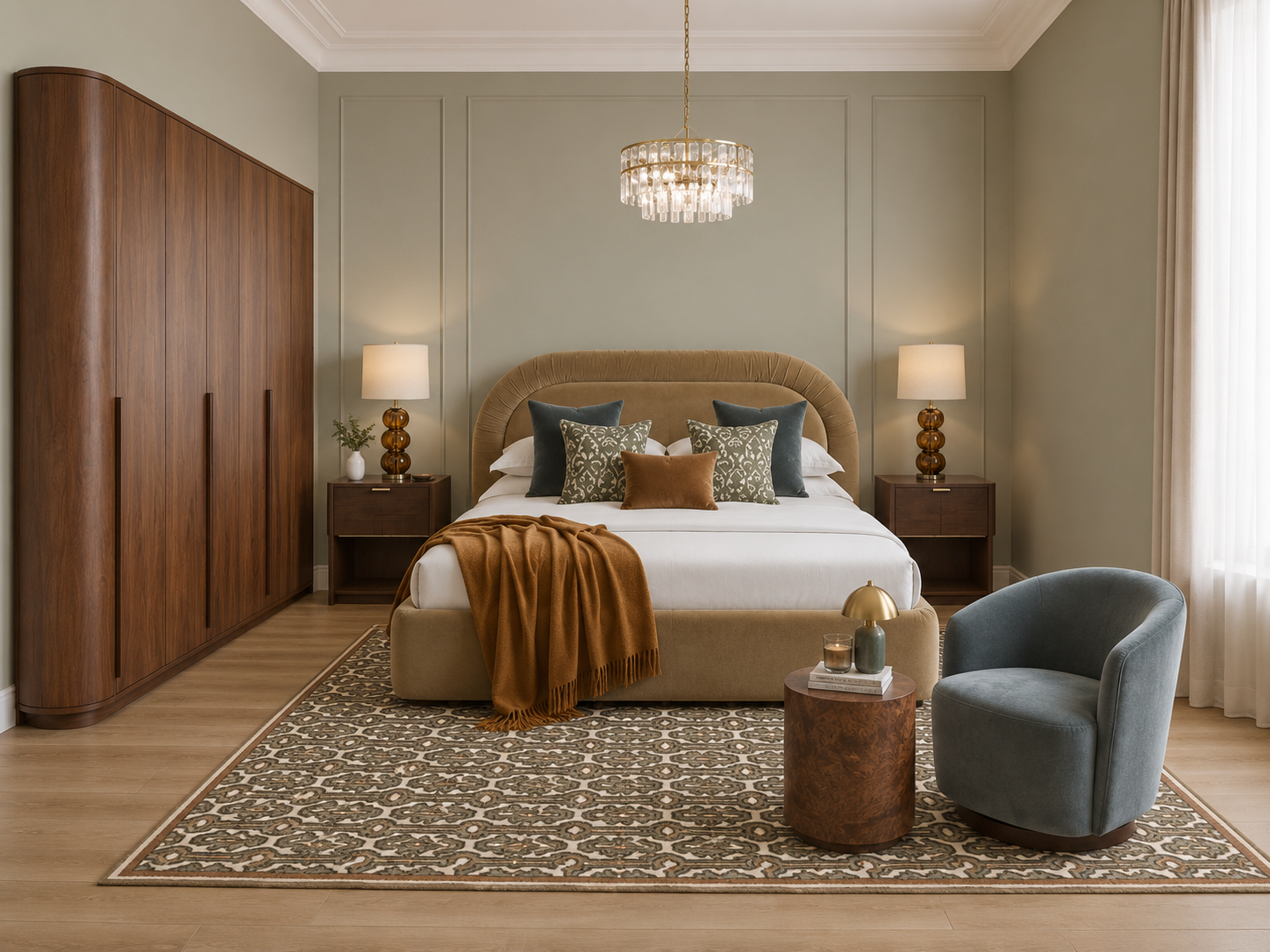 A Sophisticated North-Facing Bedroom 3d