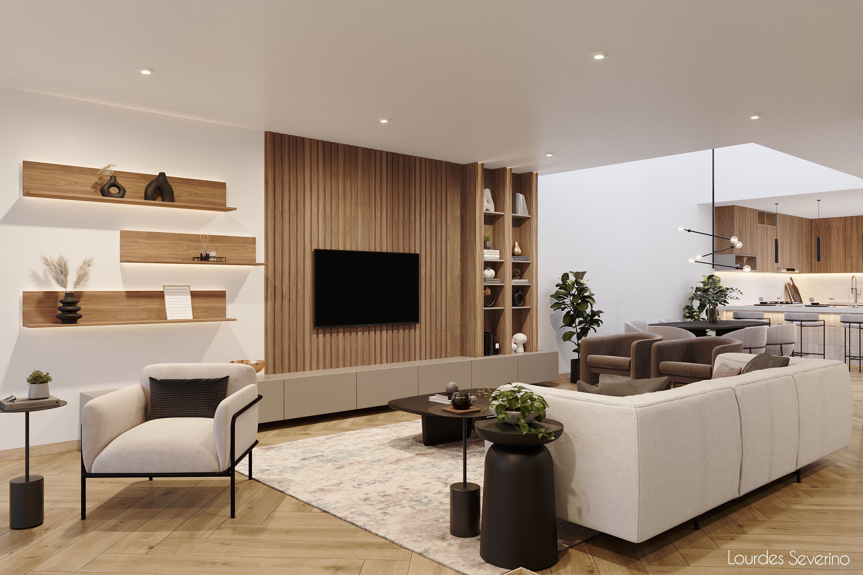 Contemporary Minimalist Open-Plan Living Space