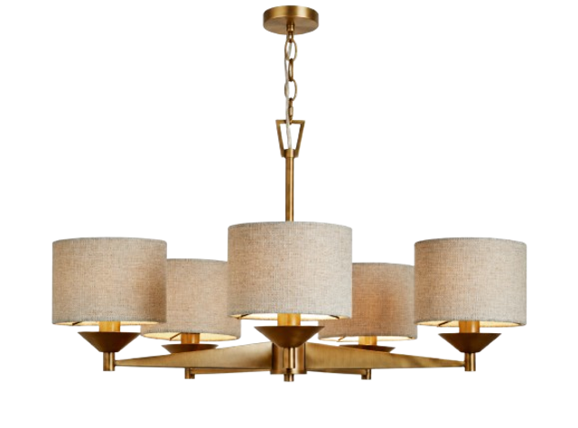 Brass Marston 5 Light Chandelier Ceiling Light