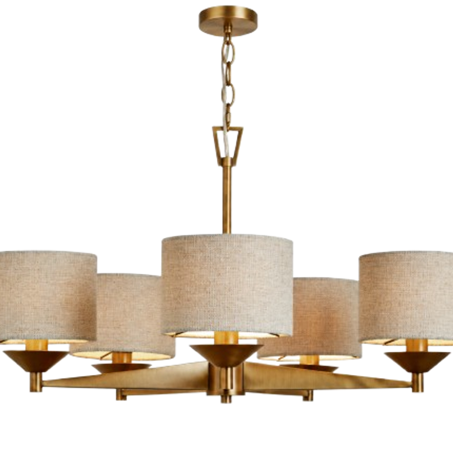 Brass Marston 5 Light Chandelier Ceiling Light